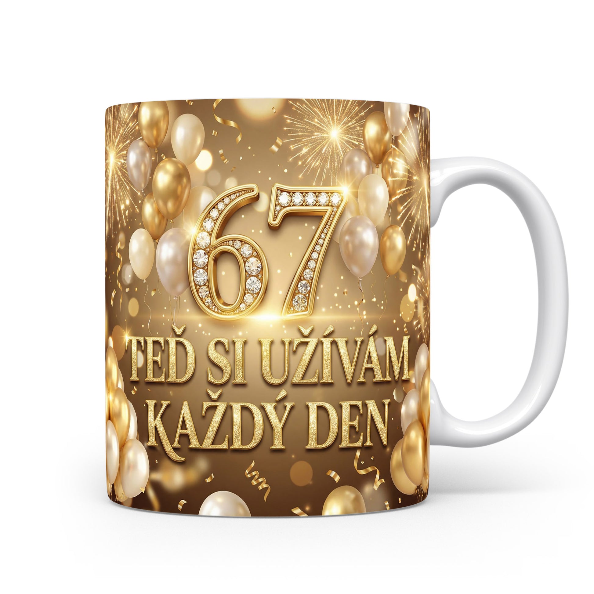 Narozeninový hrnek s věkem 67