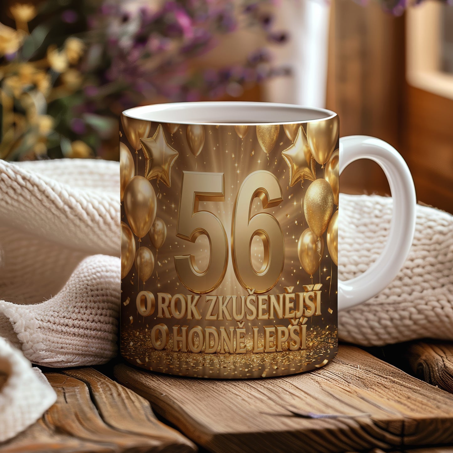 Narozeninový hrnek 56 let – O ROK ZKUŠENĚJŠÍ O HODNĚ LEPŠÍ