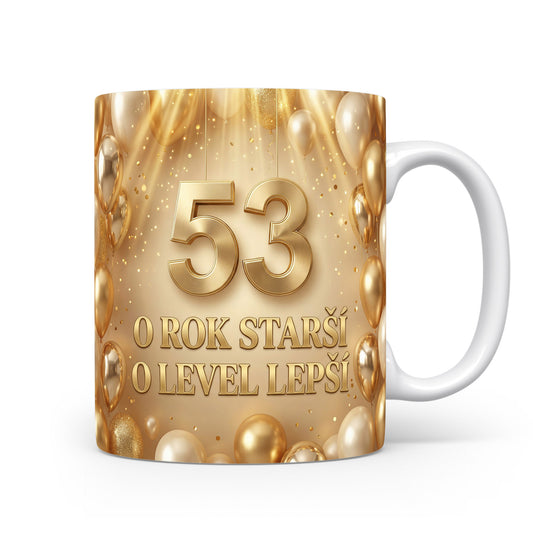 Narozeninový hrnek s věkem 53