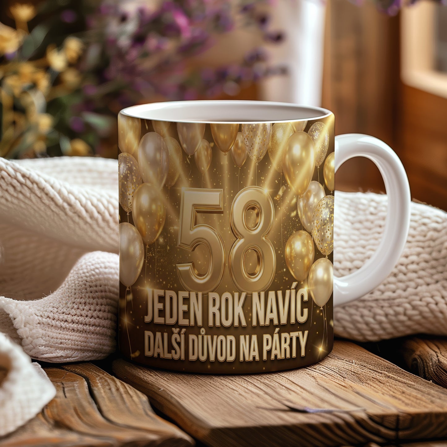 Narozeninový hrnek 58 let – JEDEN ROK NAVÍC DALŠÍ DŮVOD NA PÁRTY