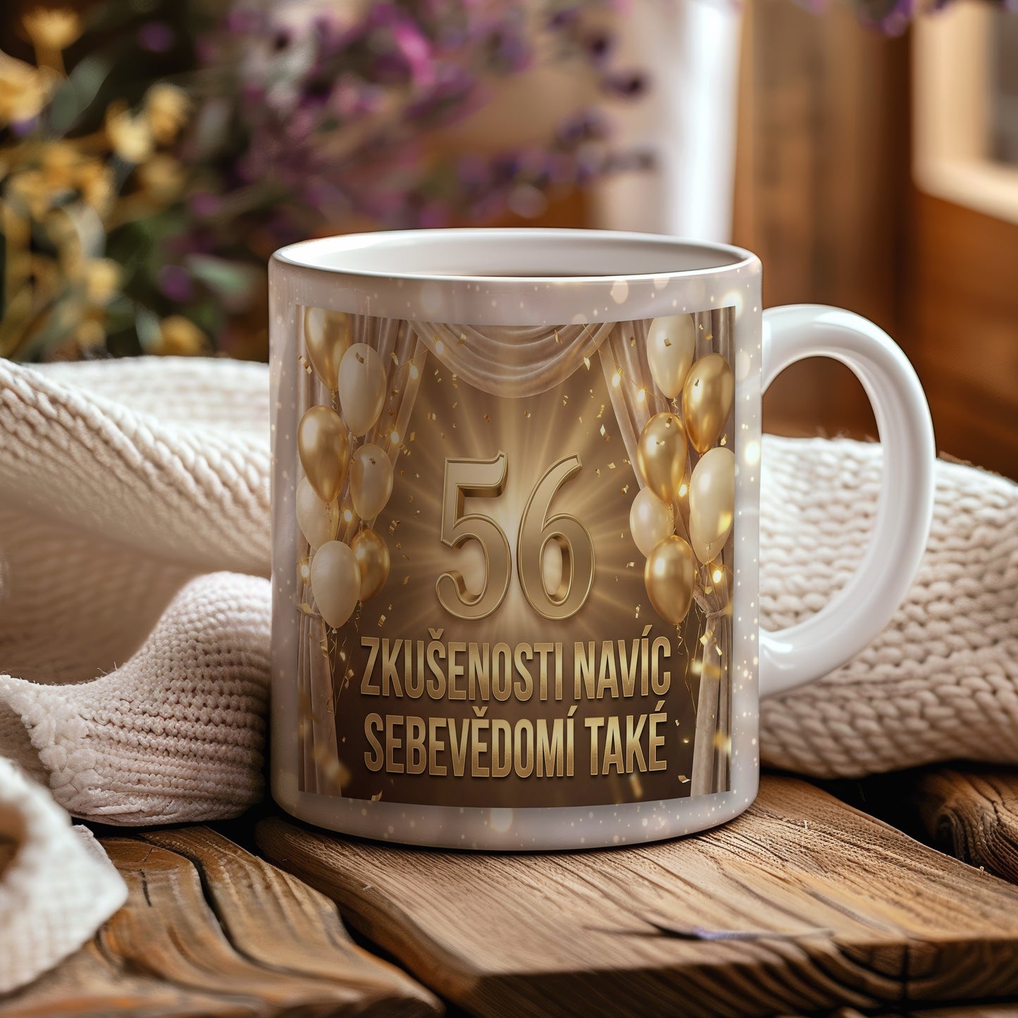 Narozeninový hrnek 56 let – ZKUŠENOSTI NAVÍC SEBEVĚDOMÍ TAKÉ