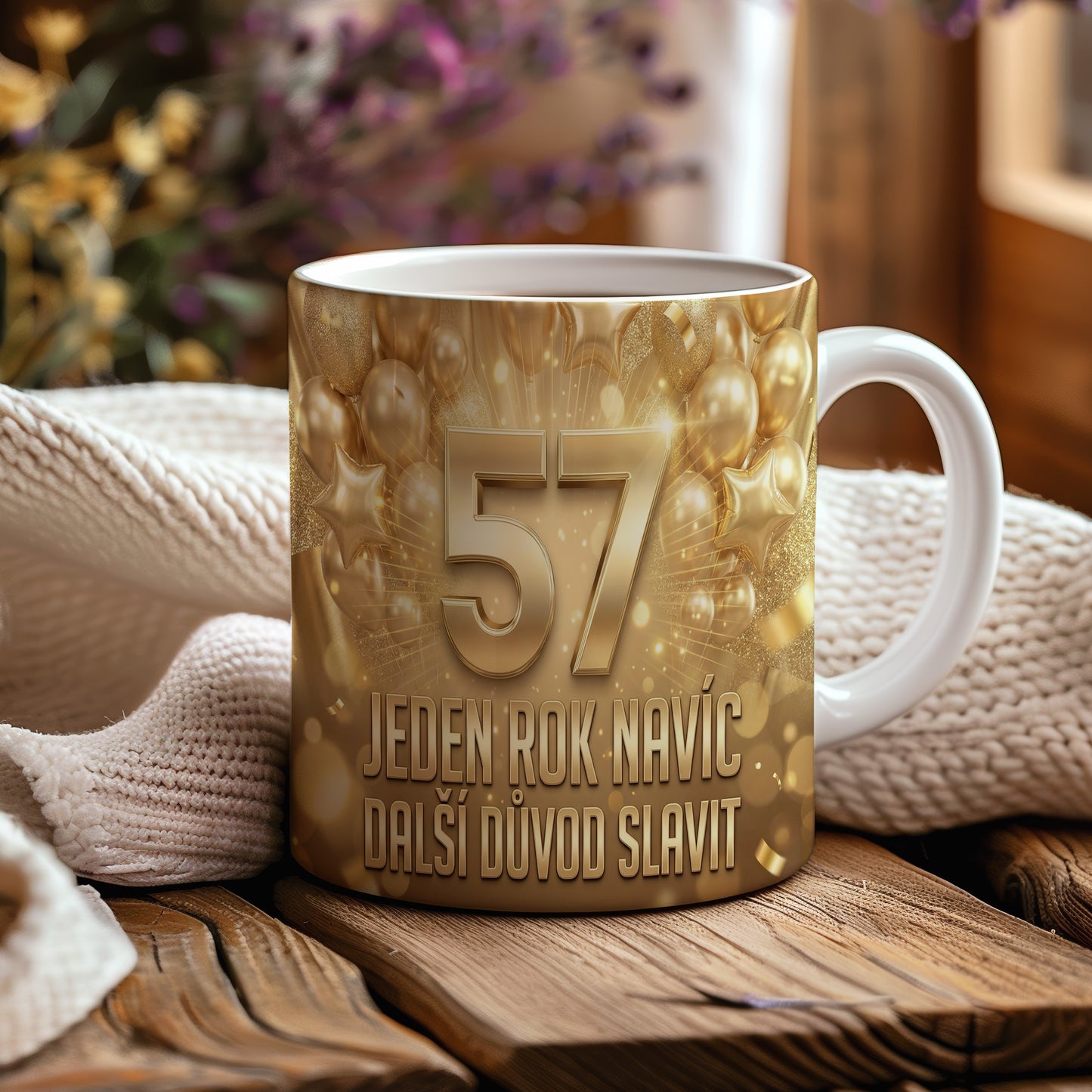 Narozeninový hrnek 57 let – JEDEN ROK NAVÍC, DALŠÍ DŮVOD SLAVIT
