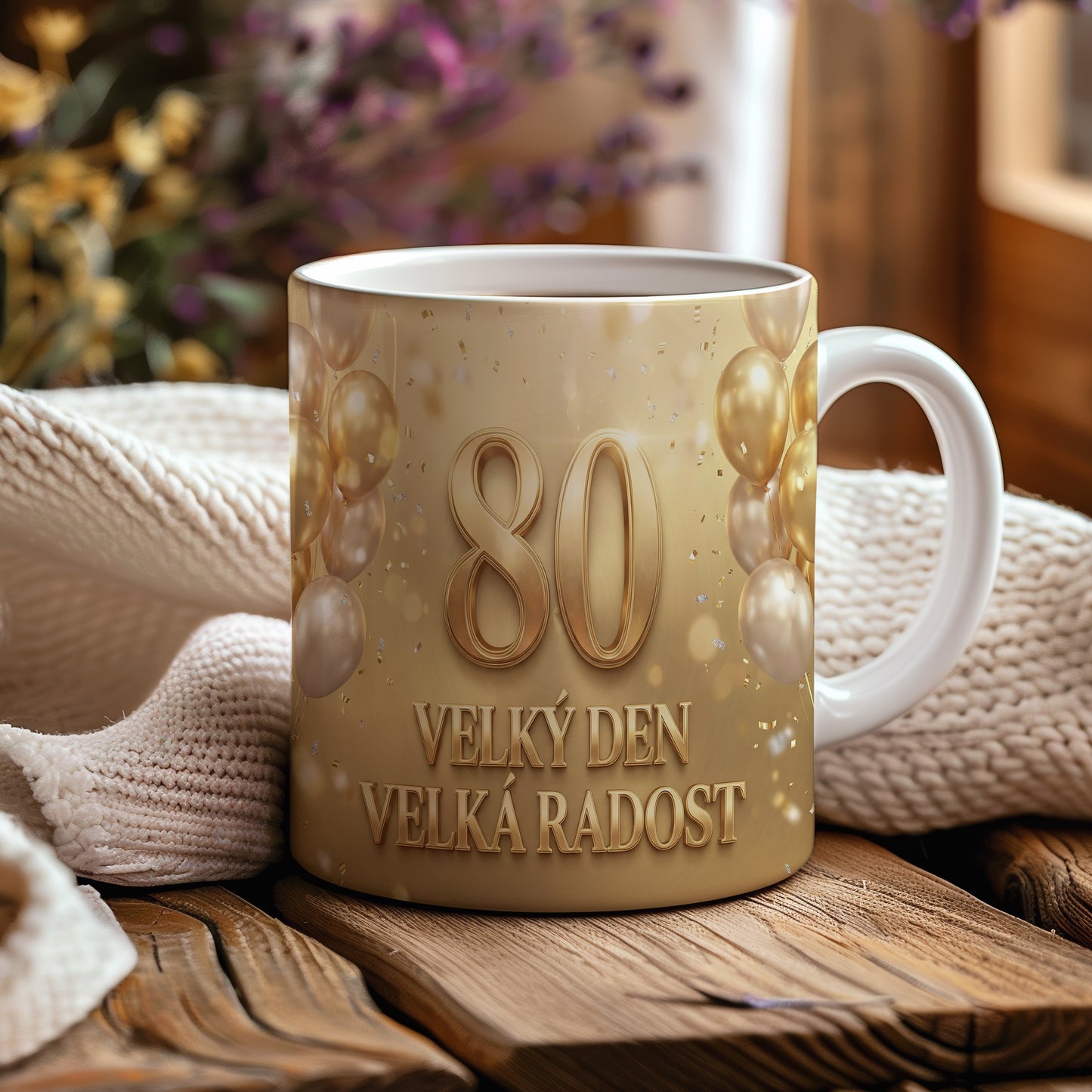 Narozeninový hrnek 80 let – VELKÝ DEN VELKÁ RADOST