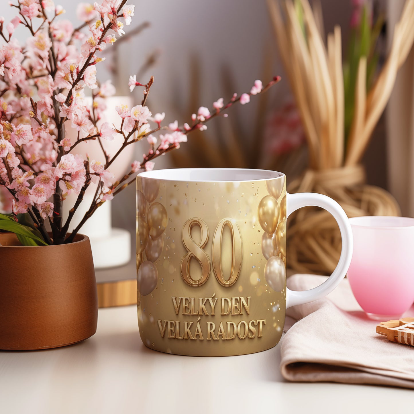 Narozeninový hrnek 80 let – VELKÝ DEN VELKÁ RADOST