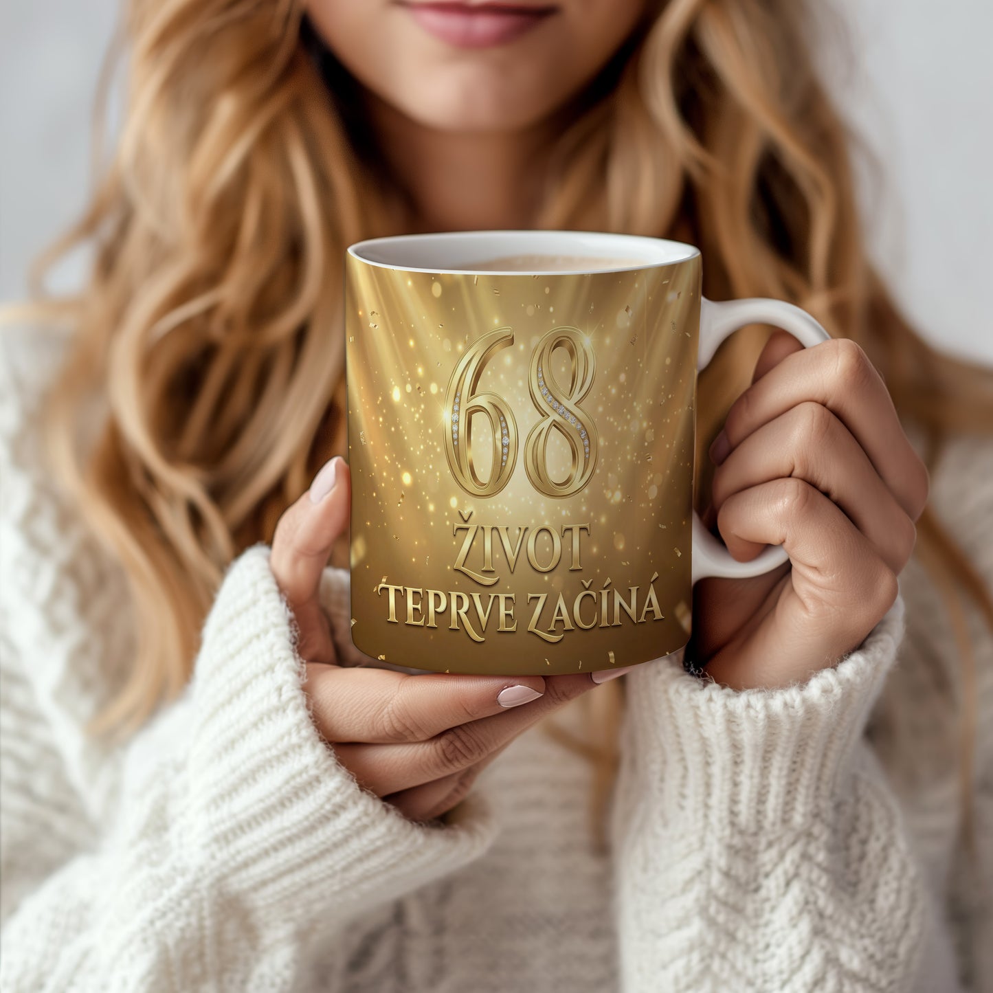 Narozeninový hrnek 68 let – ŽIVOT TEPRVE ZAČÍNÁ