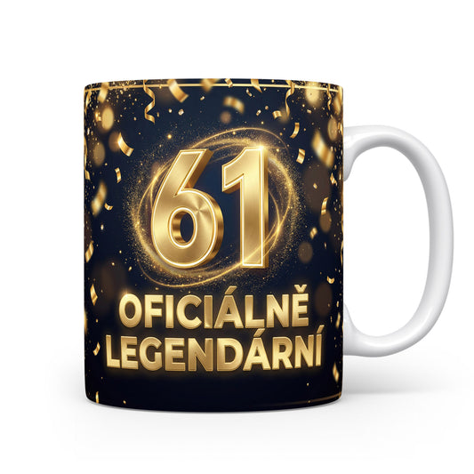 Hrnček s číslem 61 a nápisem Oficiálně legendární