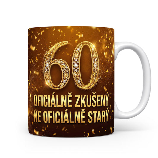 Hnědý hrnek s nápisem k 60. narozeninám