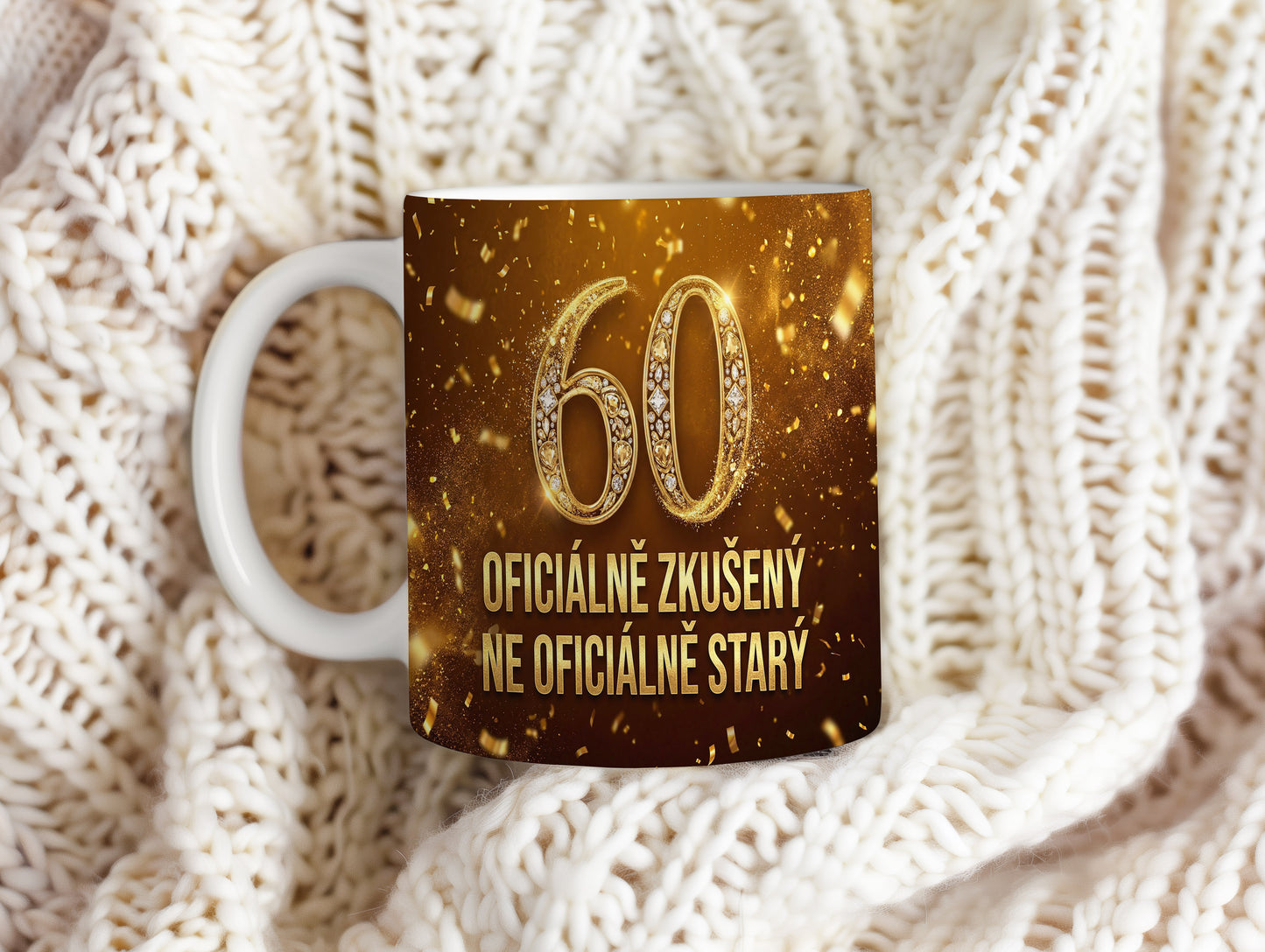 Narozeninový hrnek 60 let – OFICIÁLNĚ ZKUŠENÝ, NE OFICIÁLNĚ STARÝ