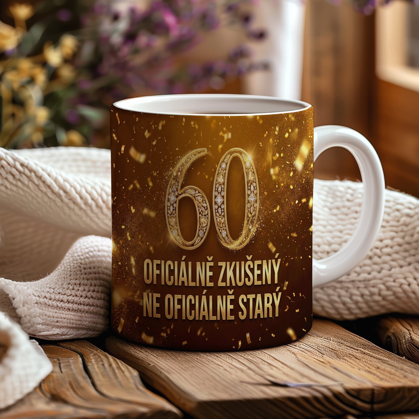 Narozeninový hrnek 60 let – OFICIÁLNĚ ZKUŠENÝ, NE OFICIÁLNĚ STARÝ