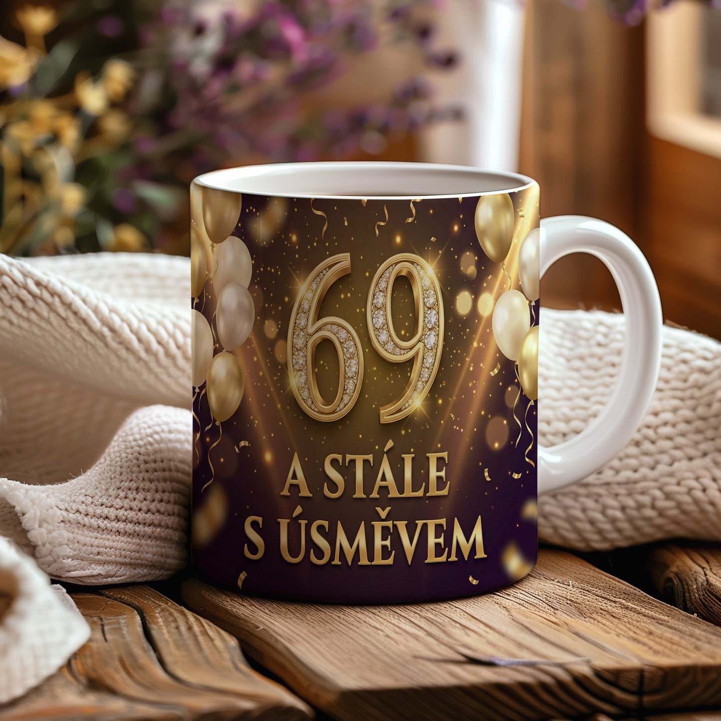 Narozeninový hrnek 69 let – A STÁLE S ÚSMĚVEM