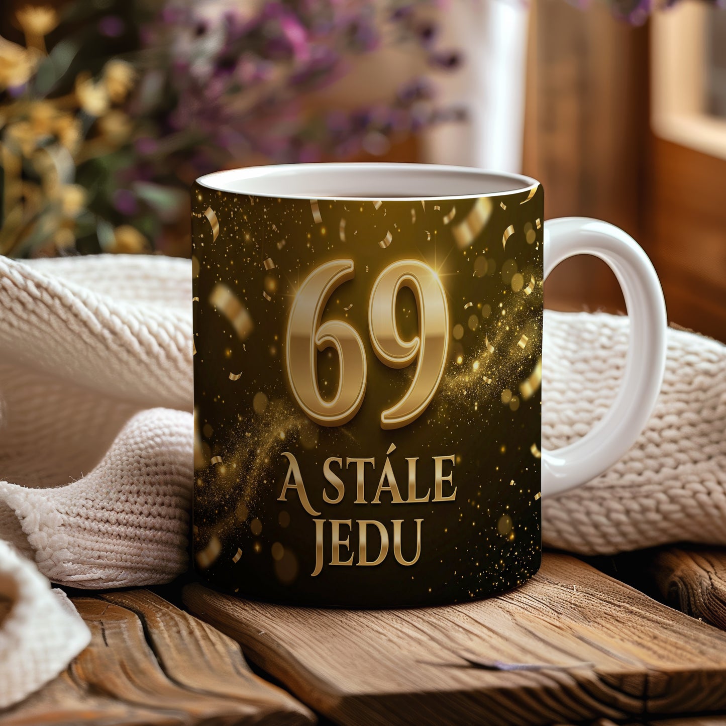 Narozeninový hrnek 69 let – A STÁLE JEDU