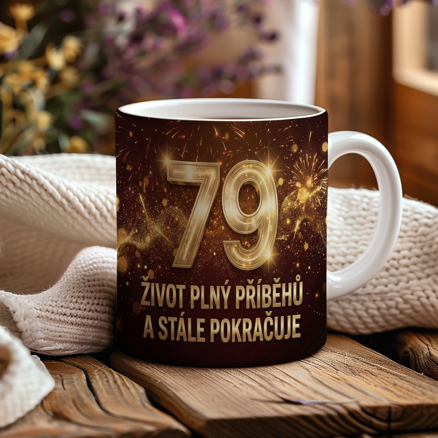 Narozeninový hrnek 79 let – ŽIVOT PLNÝ PŘÍBĚHŮ A STÁLE POKRAČUJE