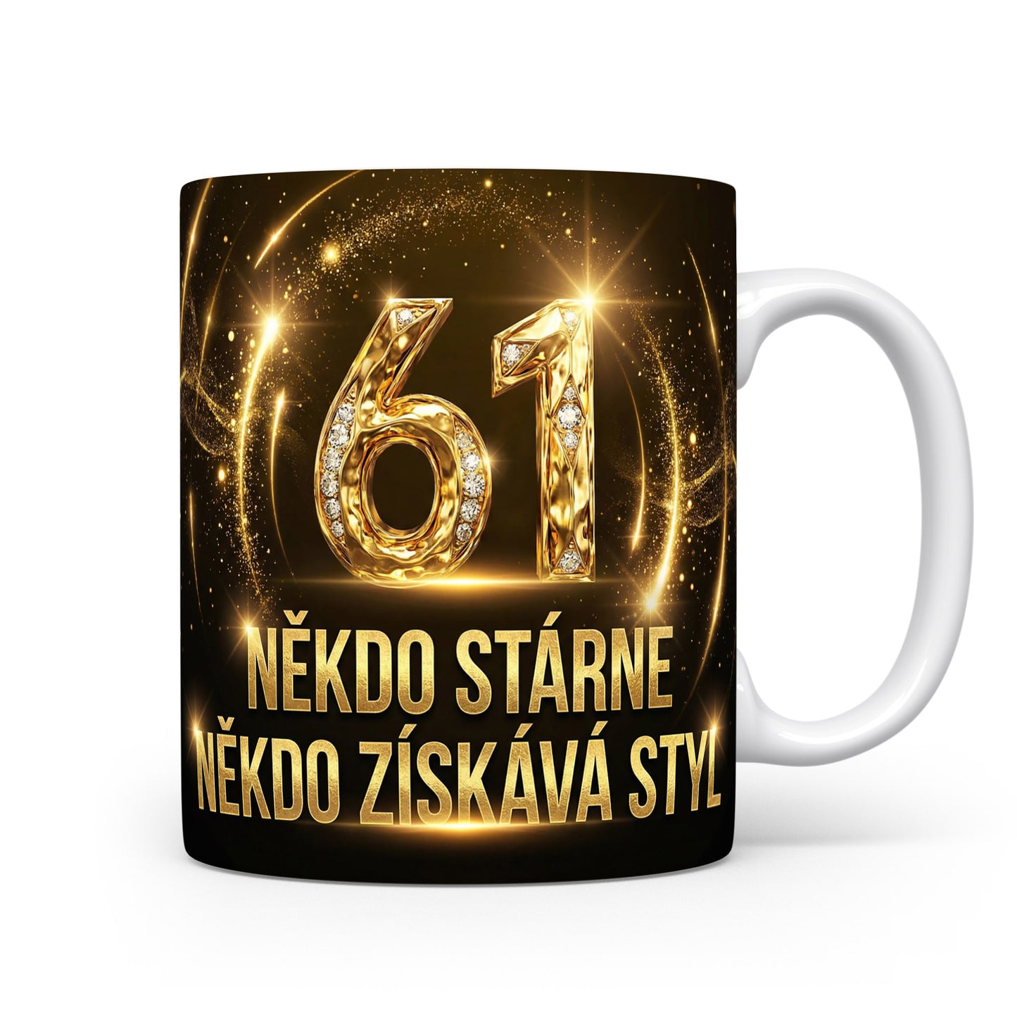 Hrnček s číslem 61 a sloganem
