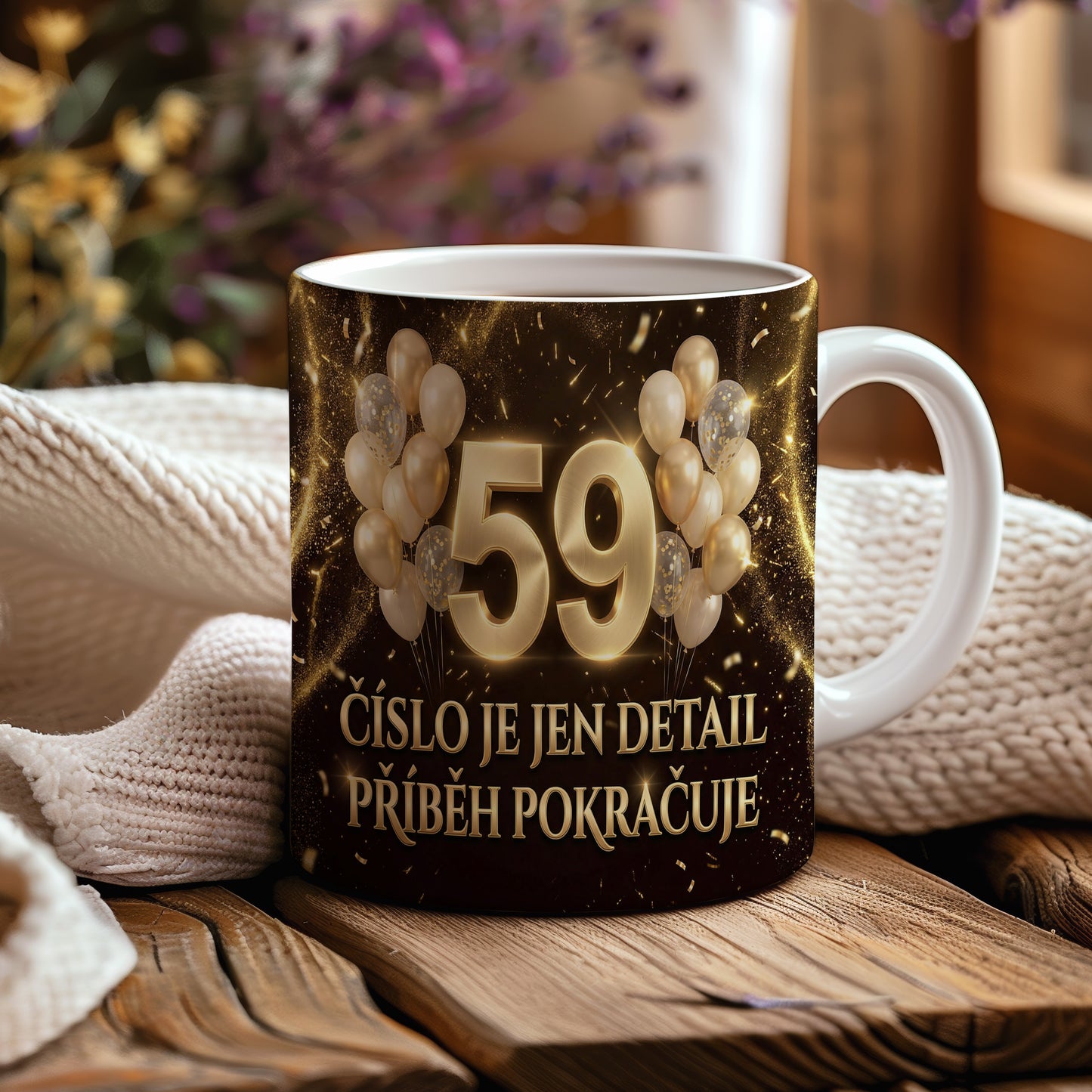 Narozeninový hrnek 59 let – ČÍSLO JE JEN DETAIL, PŘÍBĚH POKRAČUJE