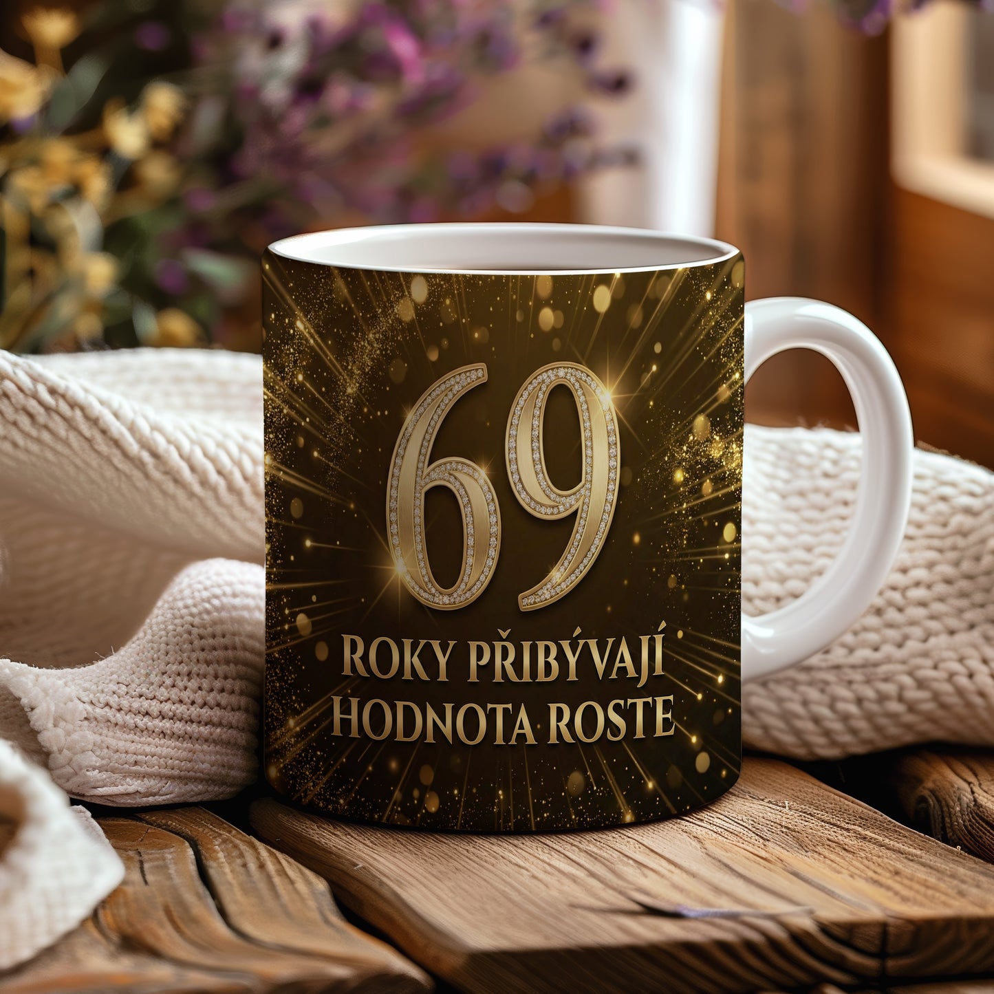Narozeninový hrnek 69 let – ROKY PŘIBÝVAJÍ HODNOTA ROSTE