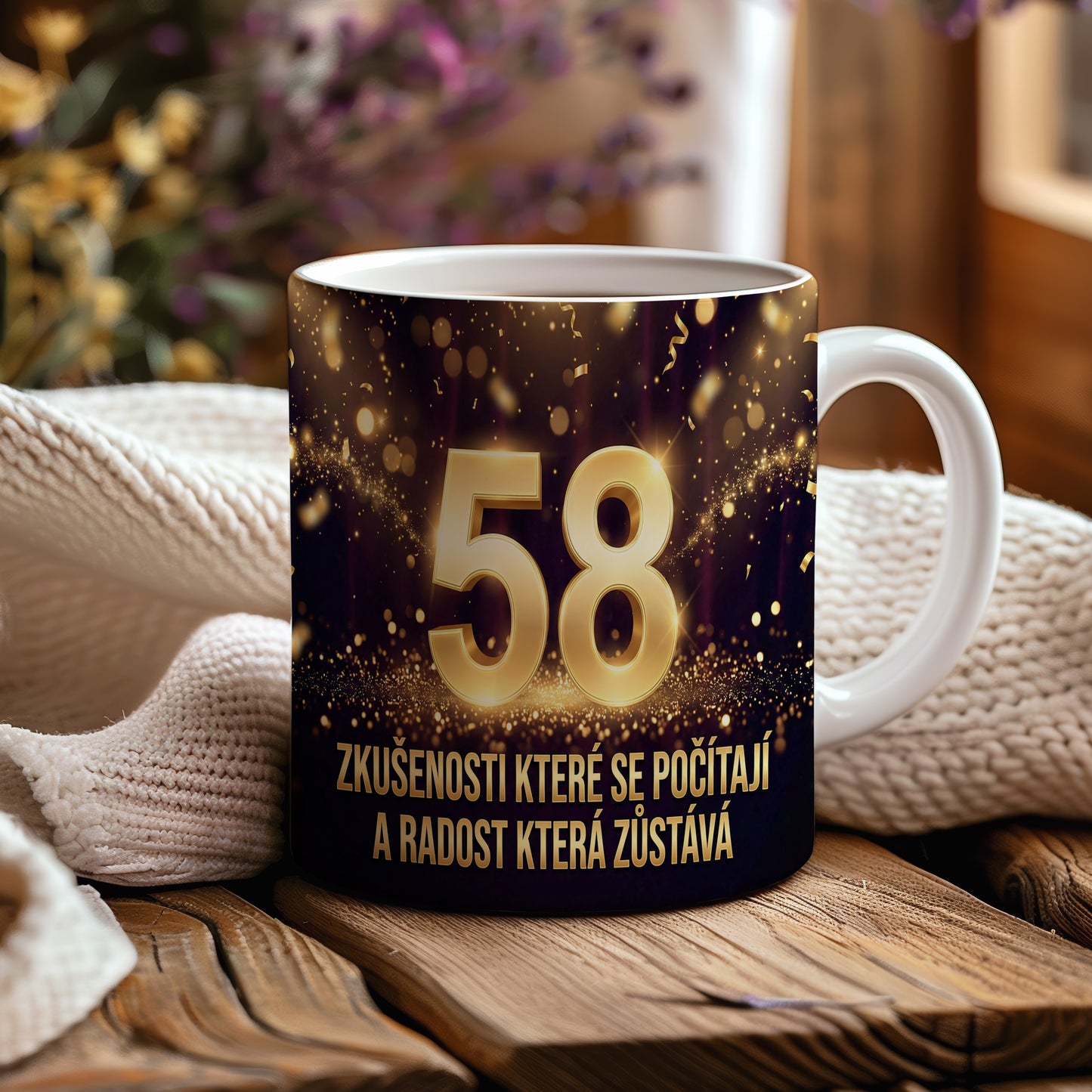 Narozeninový hrnek 58 let – ZKUŠENOSTI KTERÉ SE POČÍTAJÍ A RADOST KTERÁ ZŮSTÁVÁ