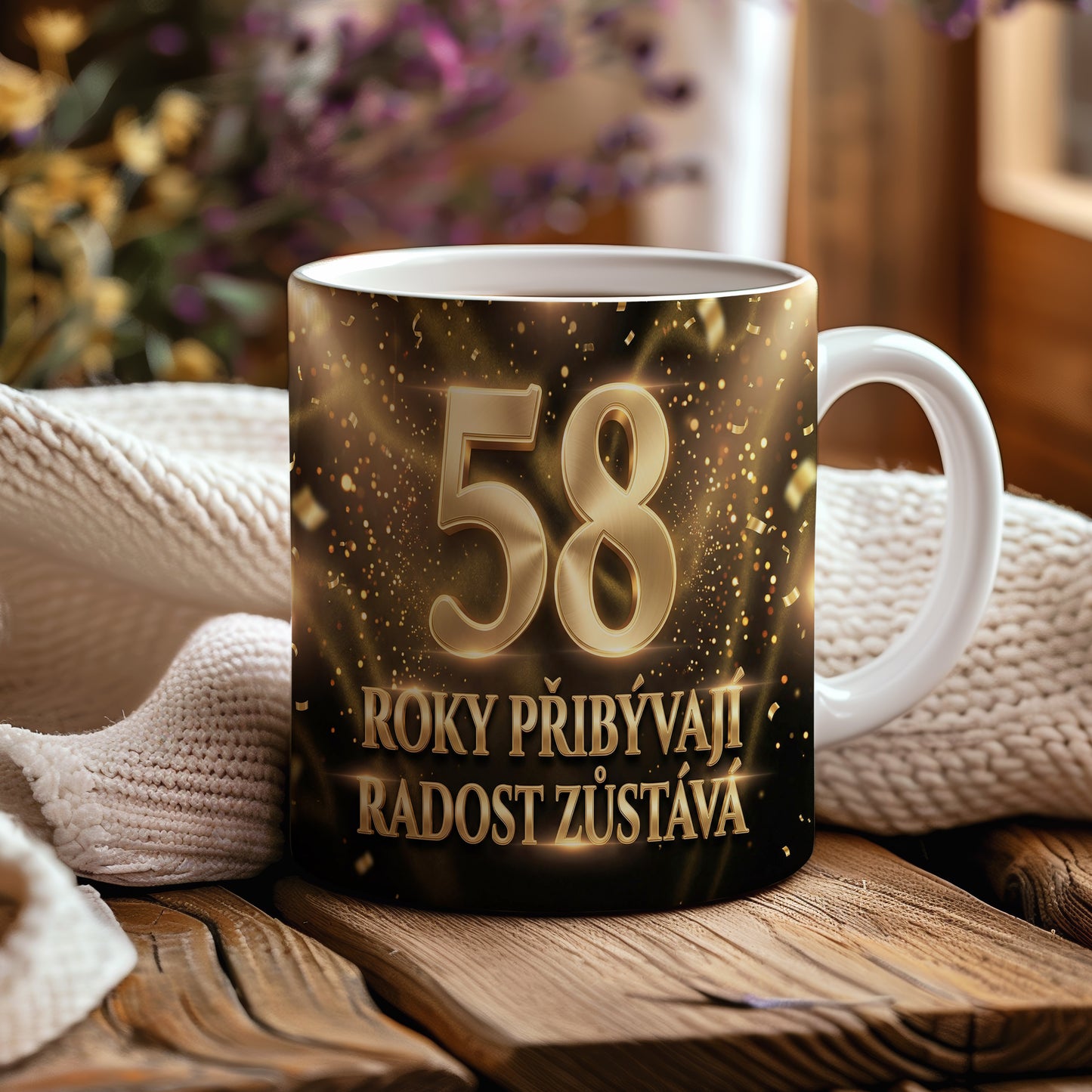 Narozeninový hrnek 58 let – ROKY PŘIBÝVAJÍ, RADOST ZŮSTÁVÁ