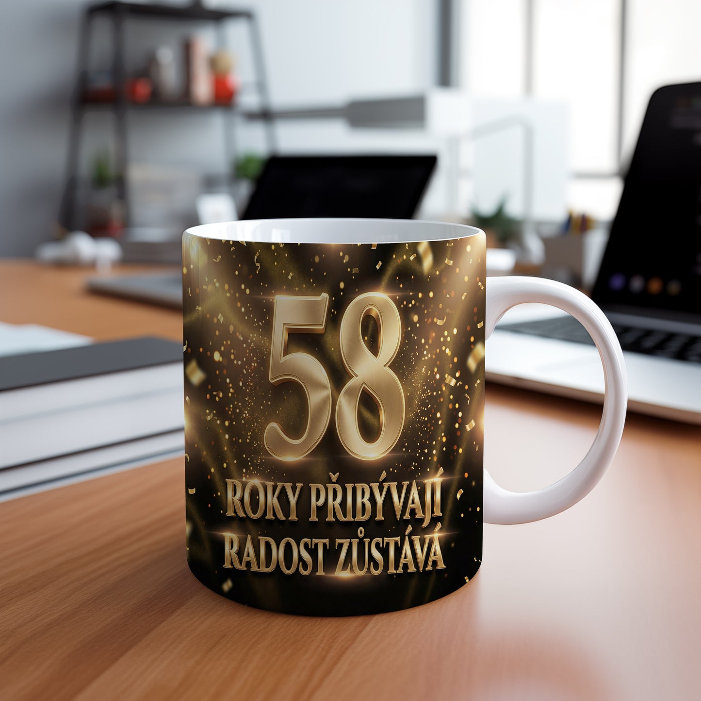 Narozeninový hrnek 58 let – ROKY PŘIBÝVAJÍ, RADOST ZŮSTÁVÁ