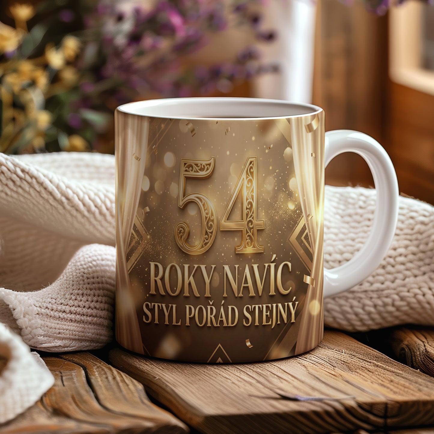 Narozeninový hrnek 54 let – ROKY NAVÍC, STYL POŘÁD STEJNÝ