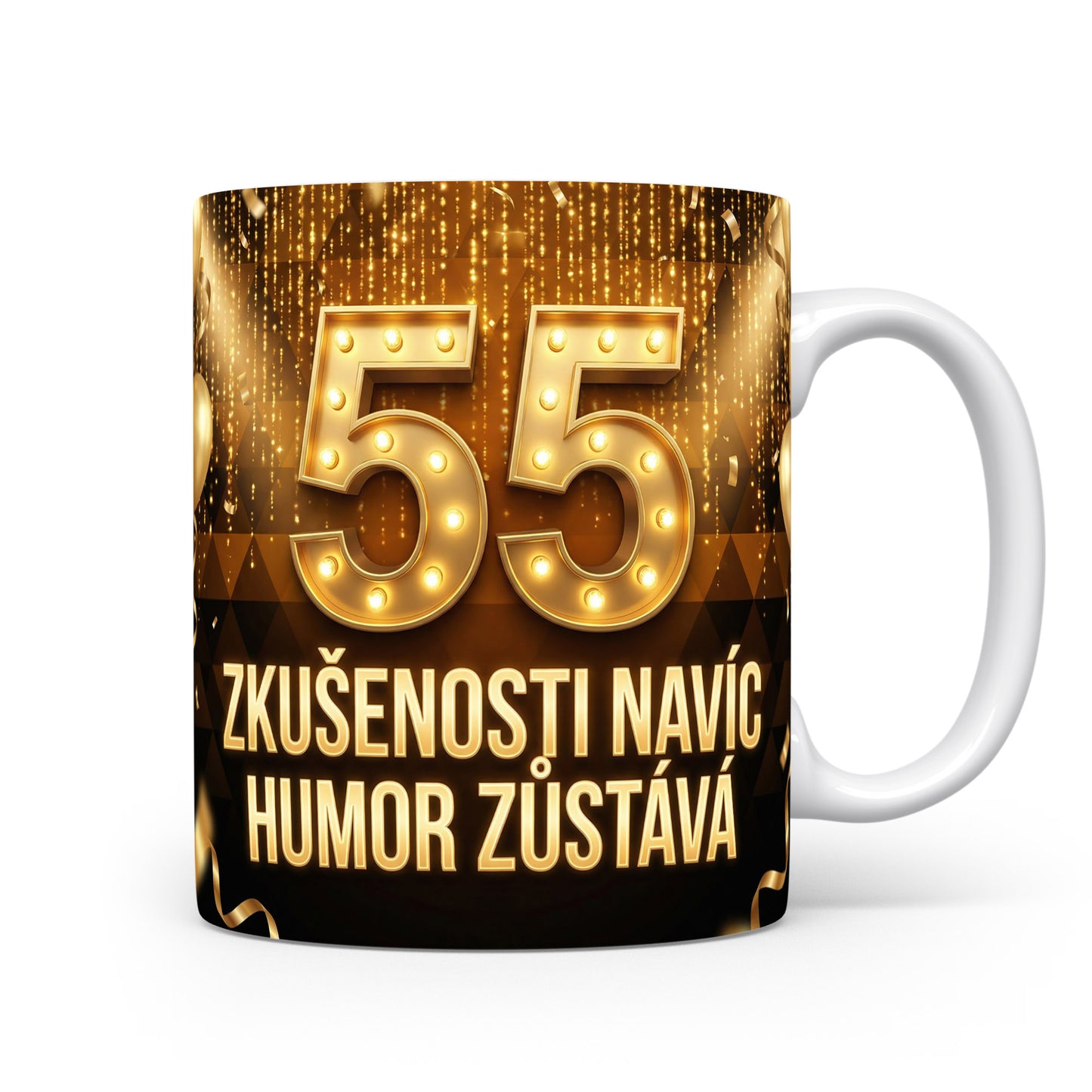 Narozeninový hrnek s číslem 55 a sloganem