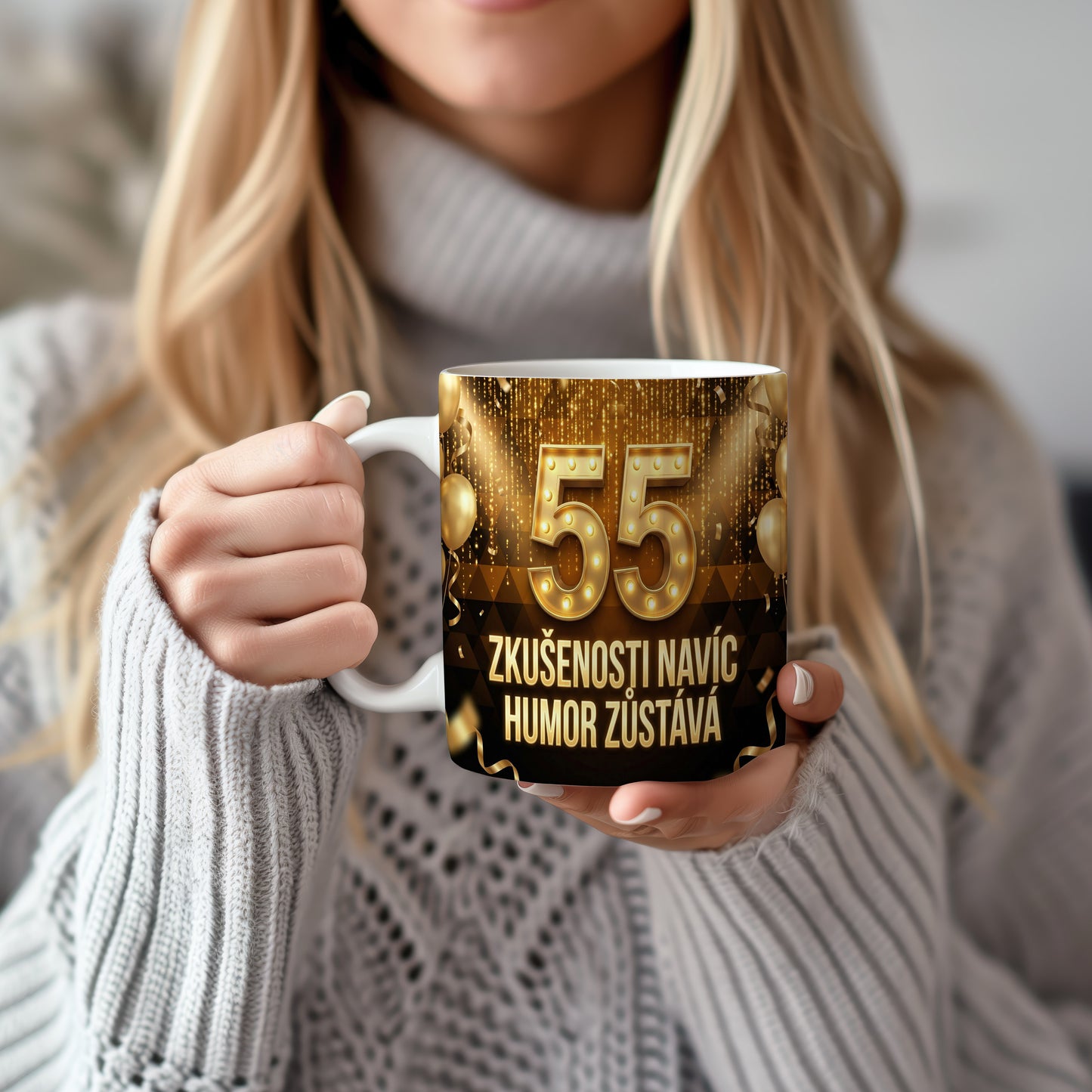 Narozeninový hrnek 55 let – ZKUŠENOSTI NAVÍC HUMOR ZŮSTÁVÁ