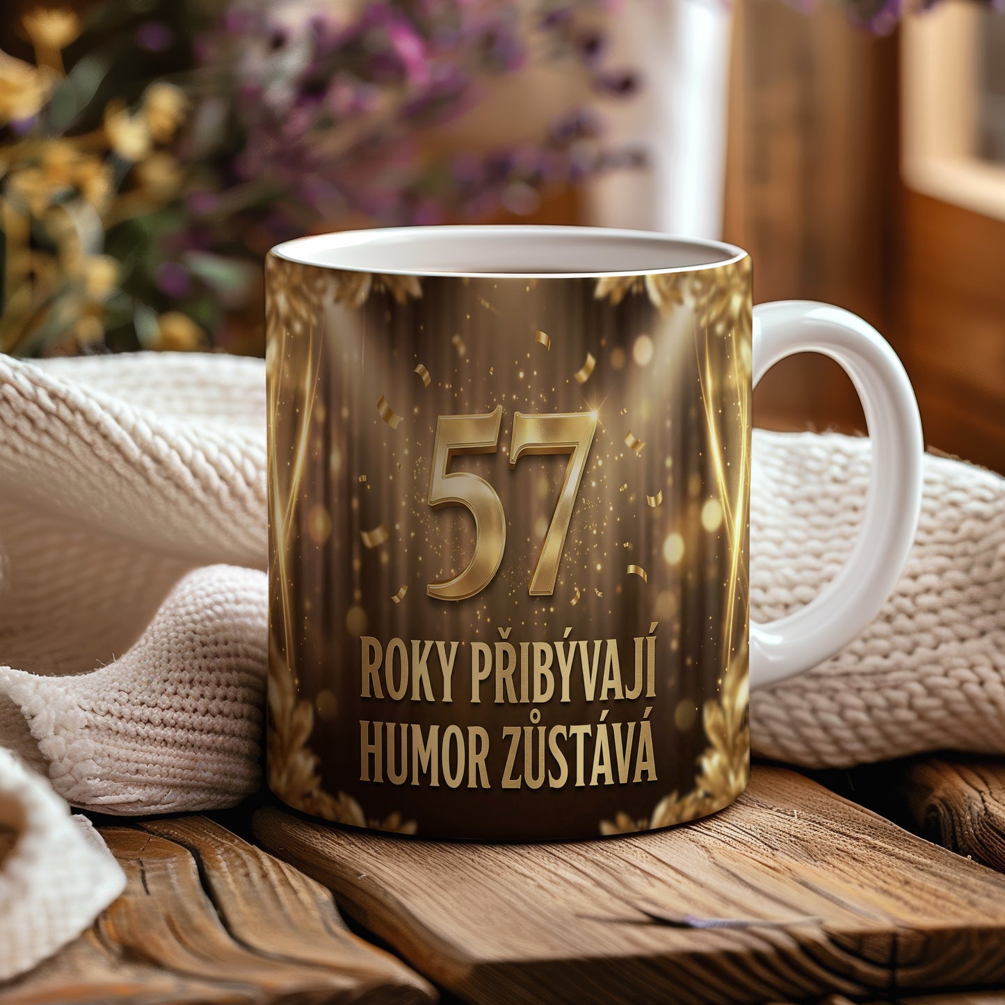 Narozeninový hrnek 57 let – ROKY PŘIBÝVAJÍ, HUMOR ZŮSTÁVÁ