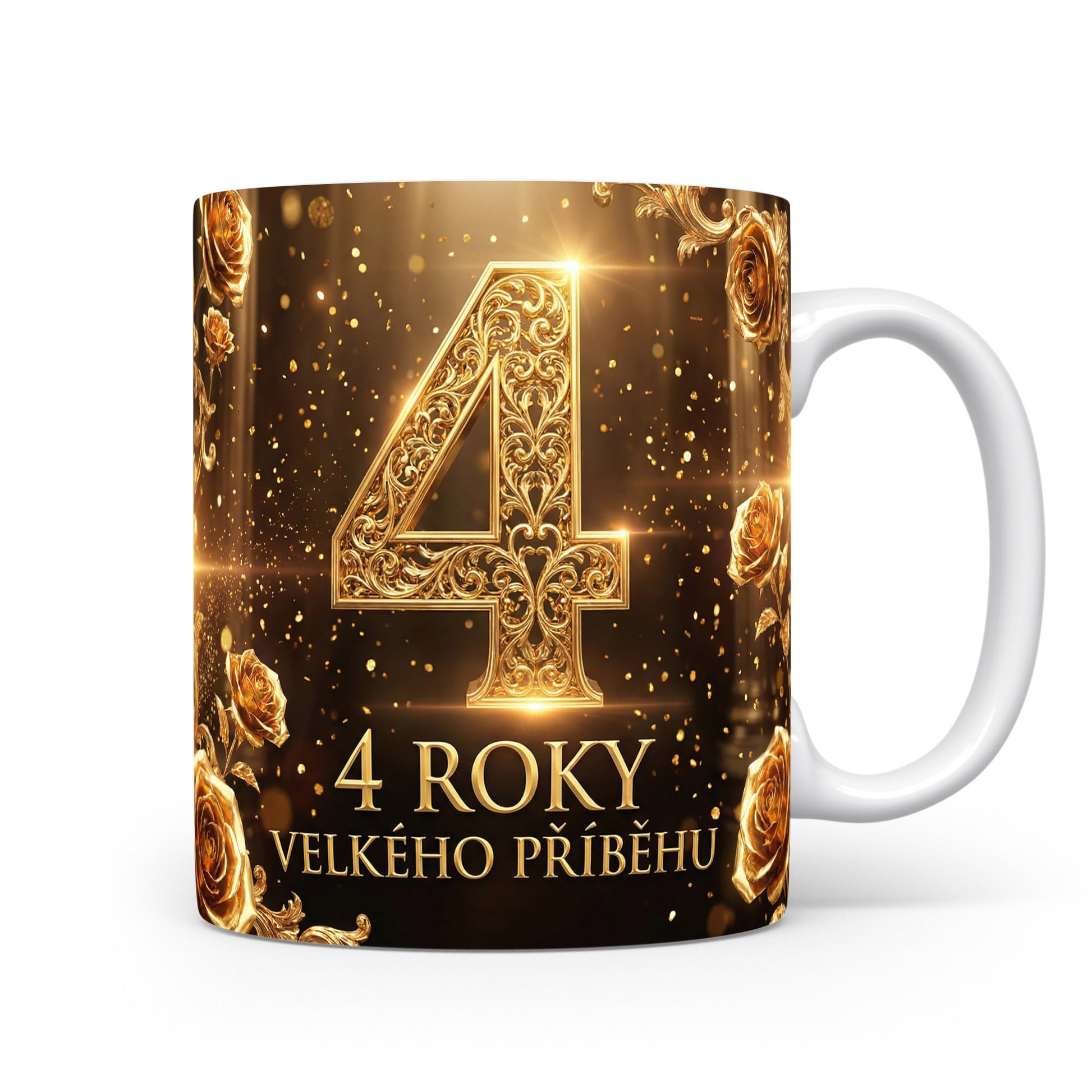 Hrnček s číslem 4 a nápisem Velkého příběhu