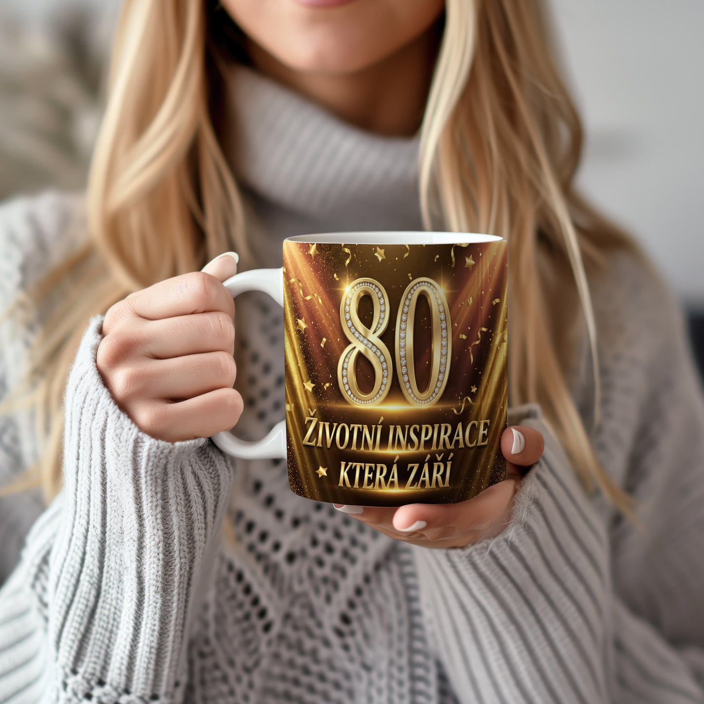 Narozeninový hrnek 80 let – ŽIVOTNÍ INSPIRACE, KTERÁ ZÁŘÍ