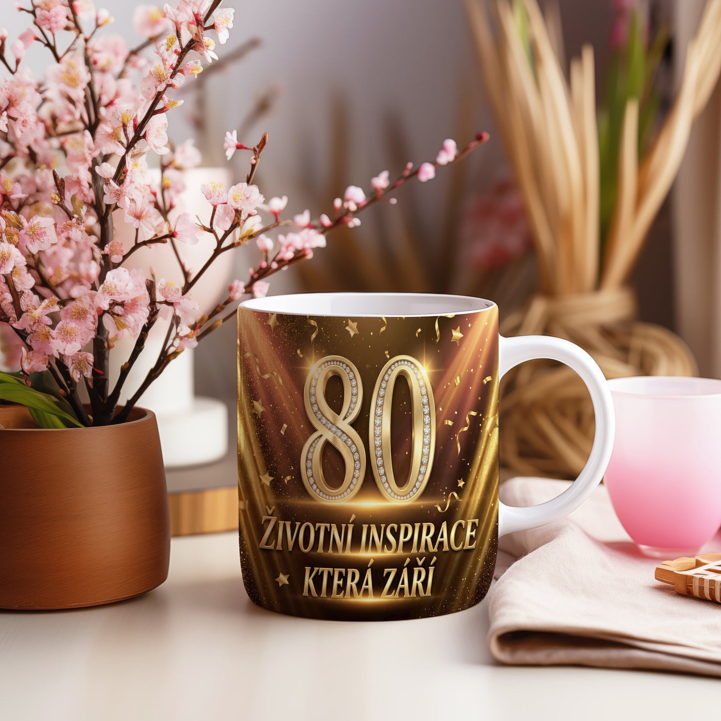 Narozeninový hrnek 80 let – ŽIVOTNÍ INSPIRACE, KTERÁ ZÁŘÍ