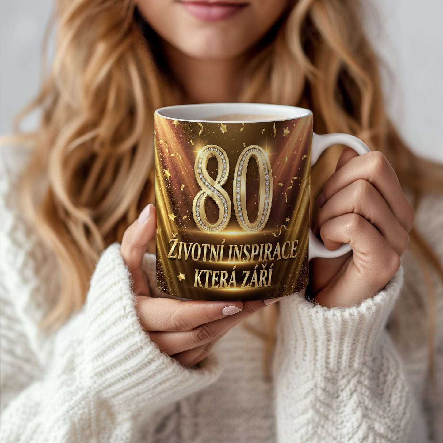 Narozeninový hrnek 80 let – ŽIVOTNÍ INSPIRACE, KTERÁ ZÁŘÍ