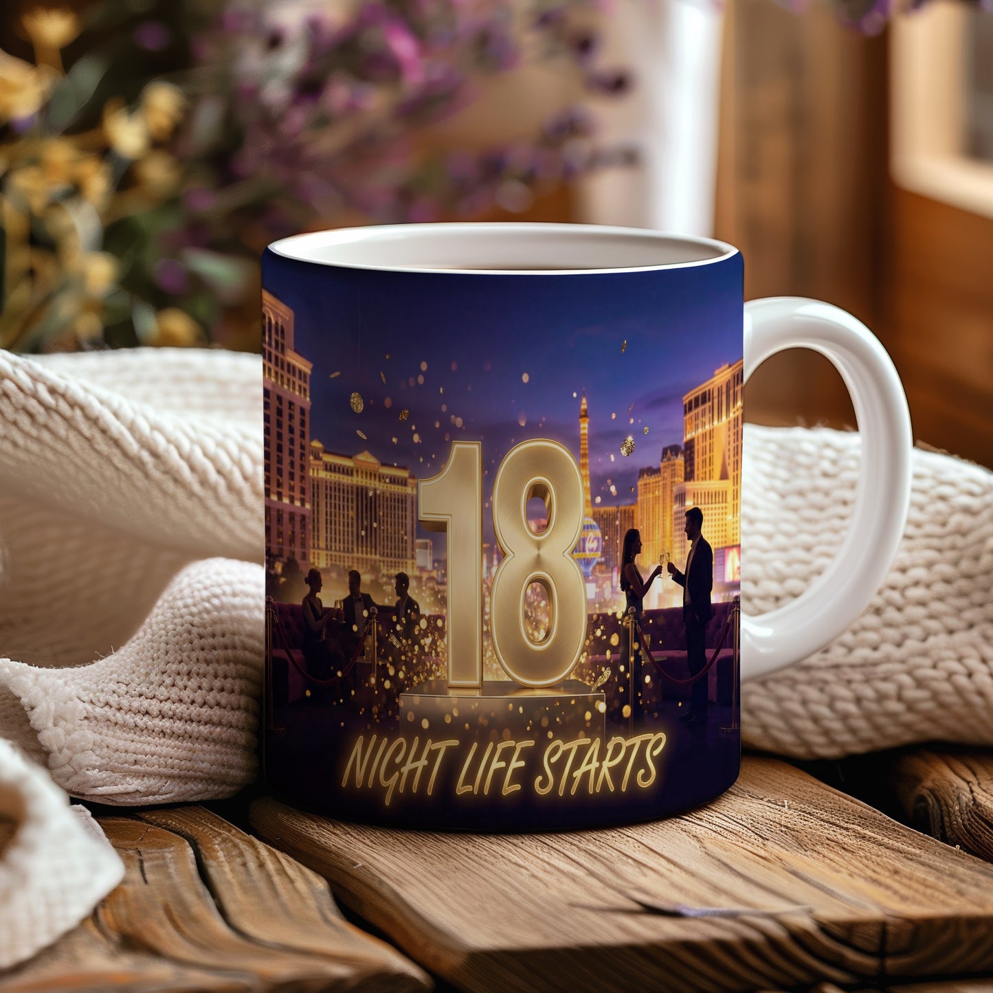 Narozeninový hrnek 18 let – NIGHT LIFE STARTS
