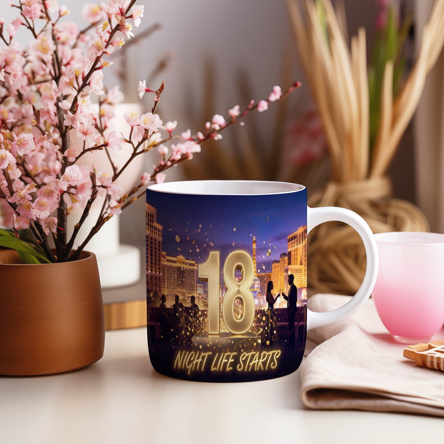 Narozeninový hrnek 18 let – NIGHT LIFE STARTS
