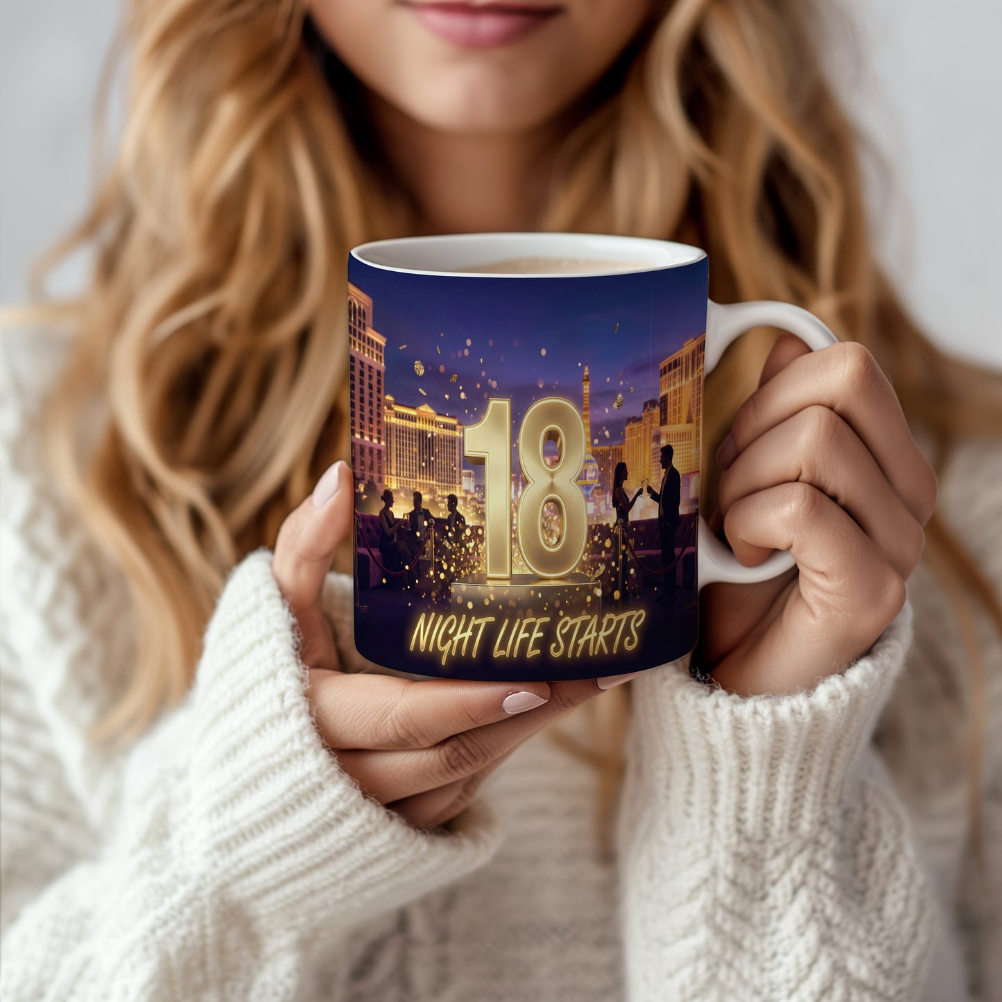 Narozeninový hrnek 18 let – NIGHT LIFE STARTS