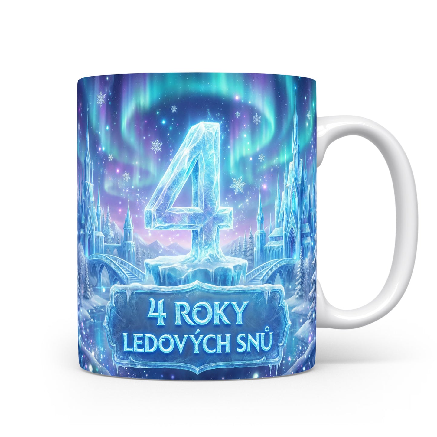 Hrnček s motivem ledového království a číslem 4