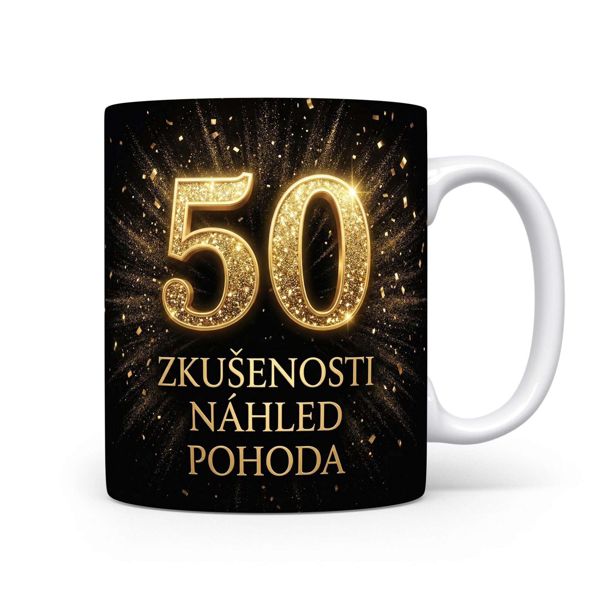 Hrnček s nápisem ZKUŠENOSTI NÁHLED POHODA