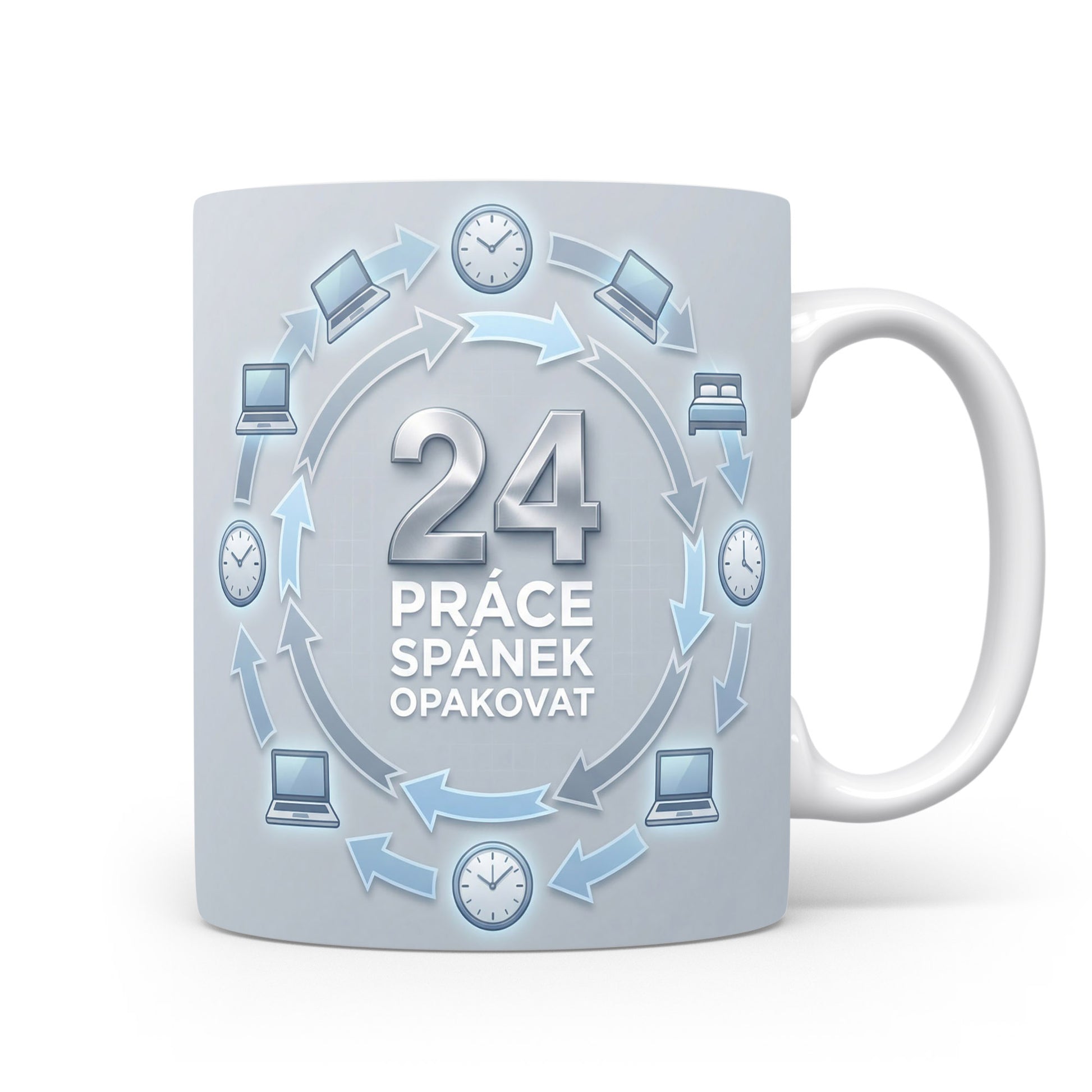Narozeninový hrnek s motivem práce a spánku
