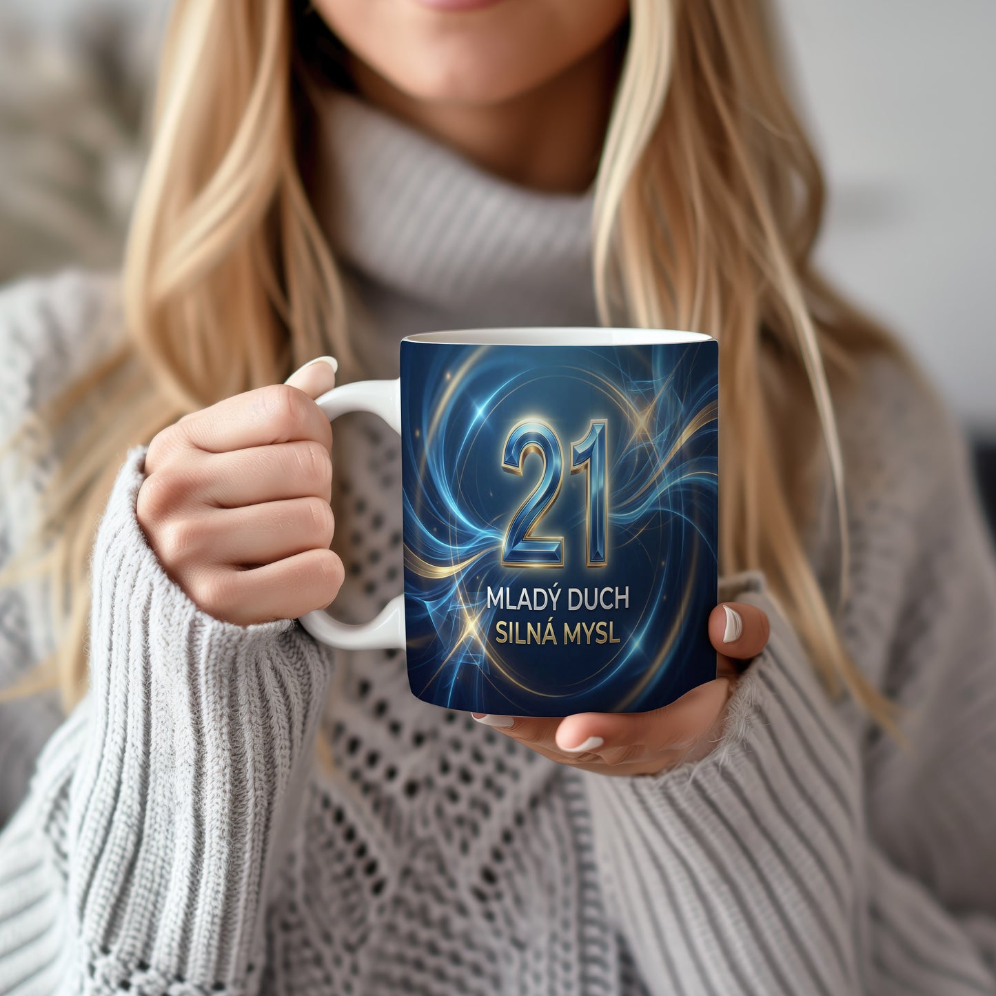 Narozeninový hrnek 21 let – MLADÝ DUCH SILNÁ MYSL