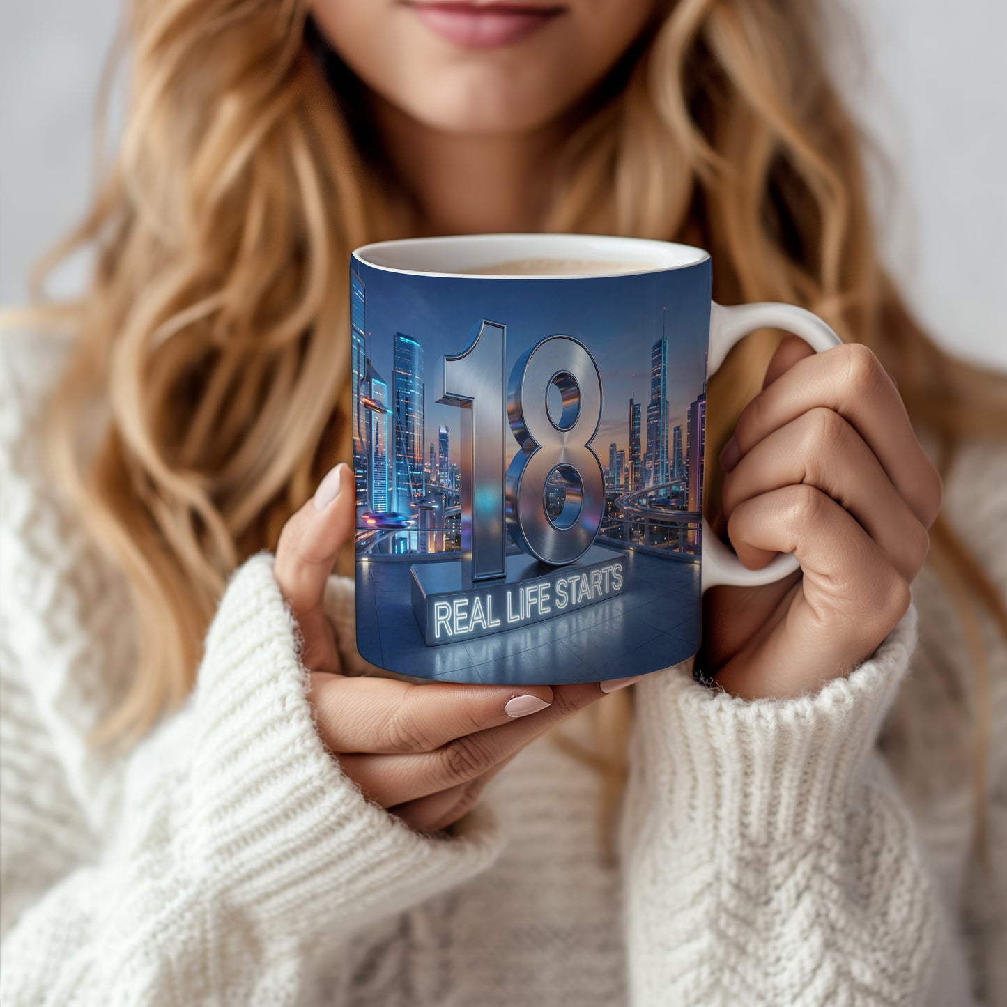 Narozeninový hrnek 18 let – REAL LIFE STARTS