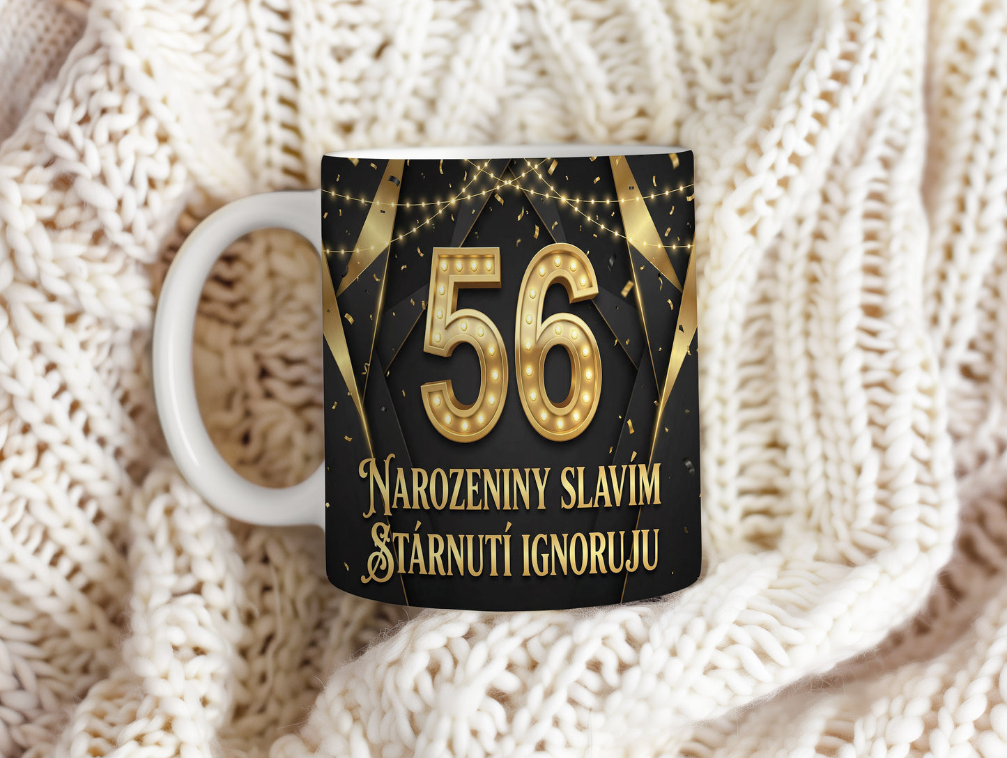 Narozeninový hrnek 56 let – Narozeniny slavím, stárnutí ignoruju