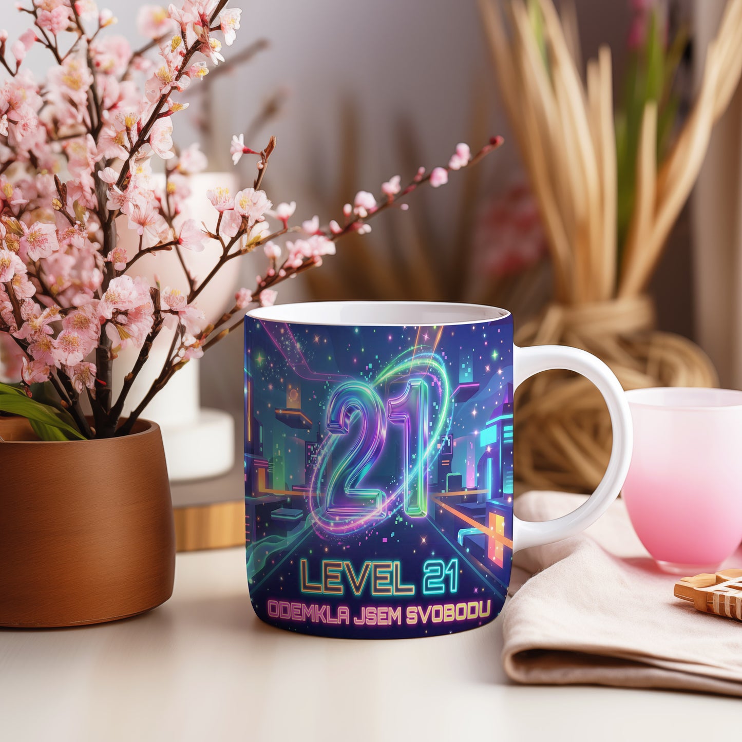 Narozeninový hrnek 21 let – ODEMKLA JSEM SVOBODU