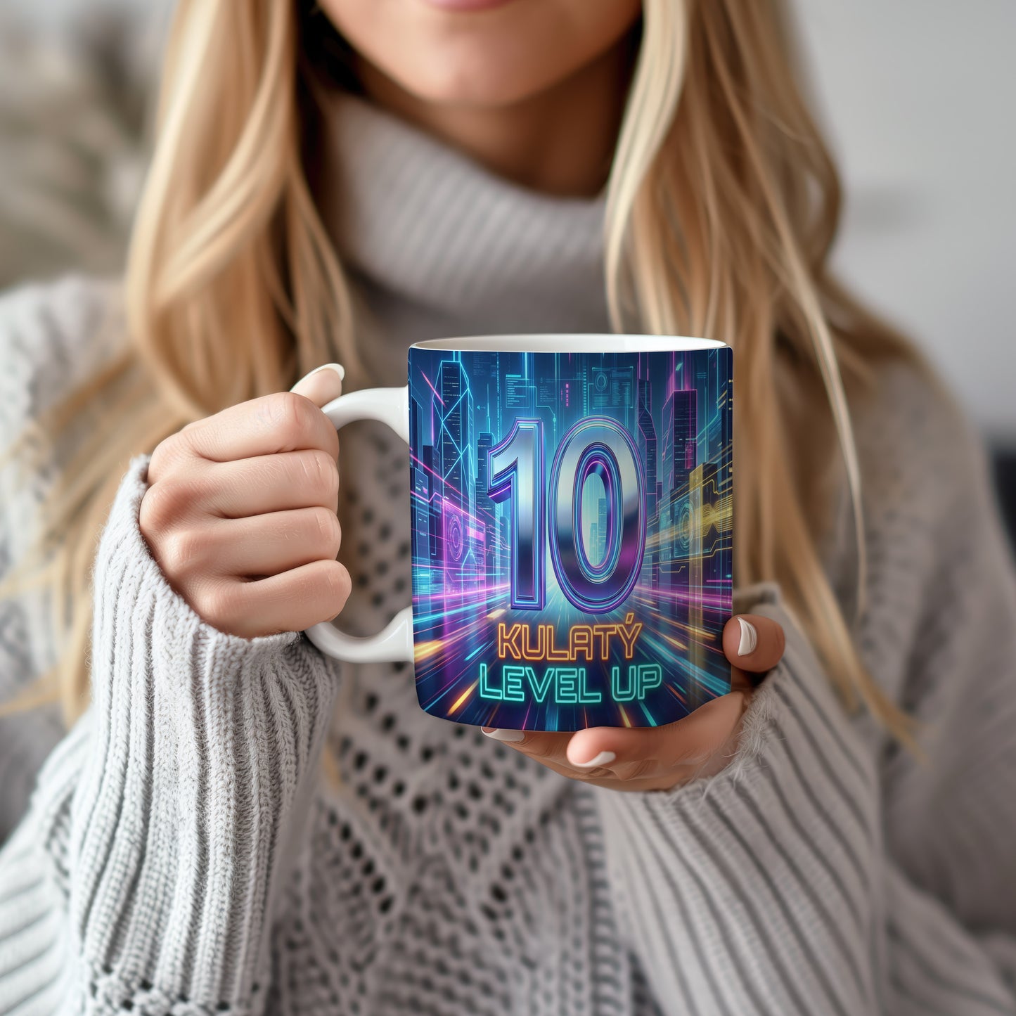 Narozeninový hrnek 10 let – KULATÝ LEVEL UP
