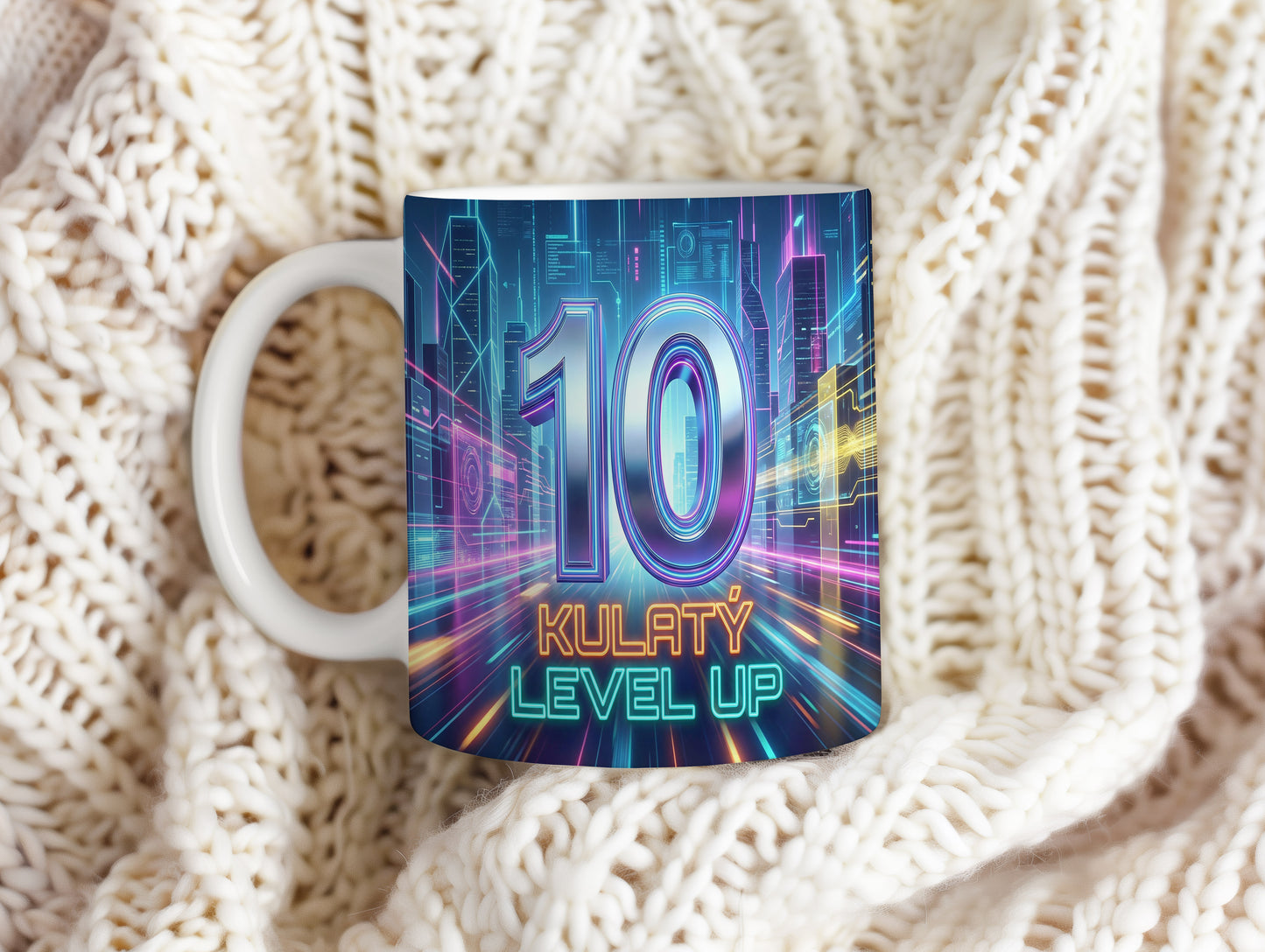 Narozeninový hrnek 10 let – KULATÝ LEVEL UP