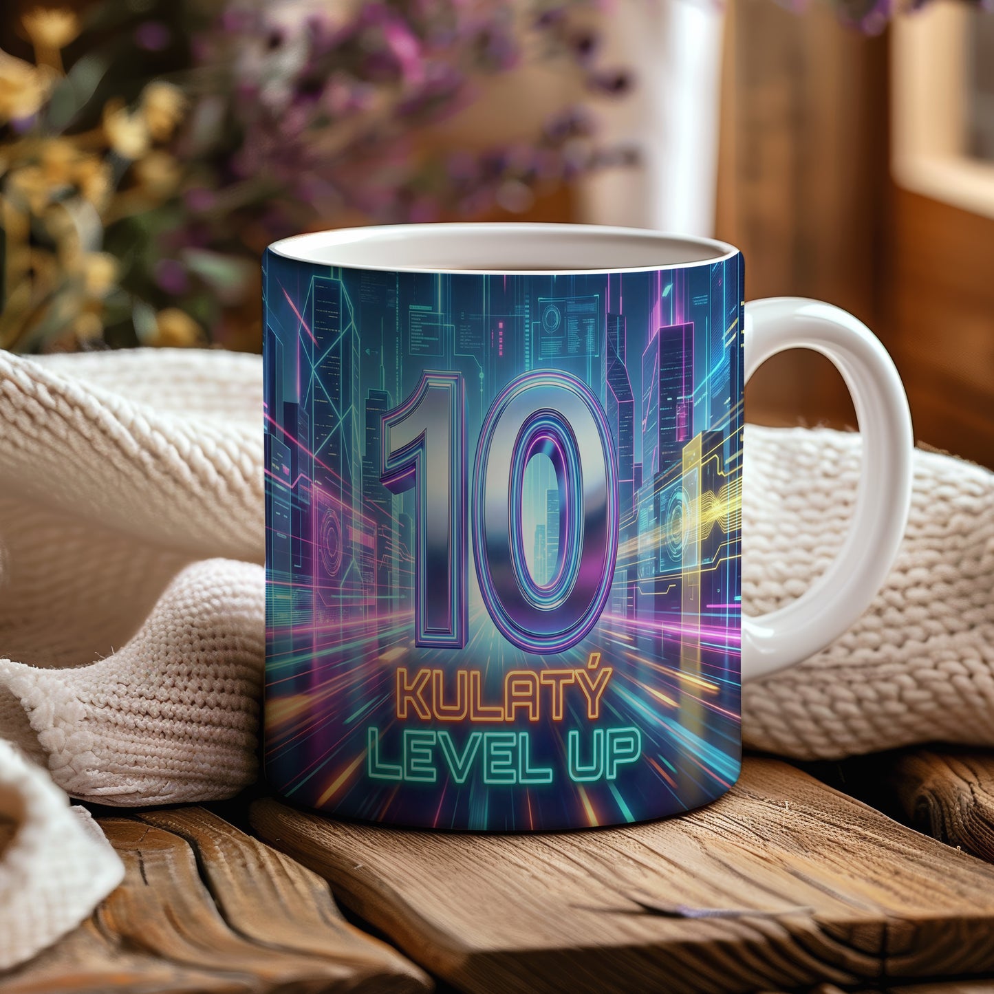 Narozeninový hrnek 10 let – KULATÝ LEVEL UP