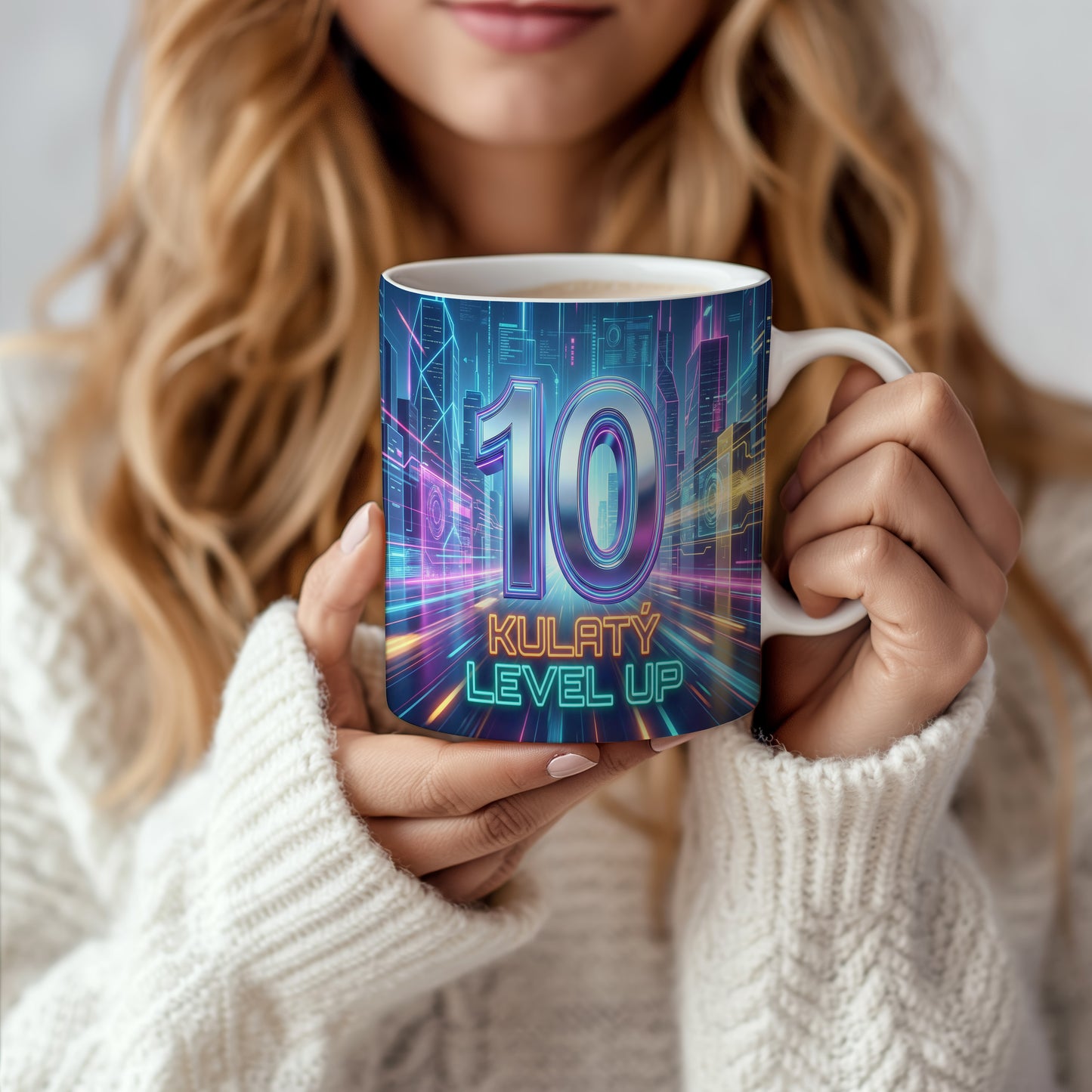 Narozeninový hrnek 10 let – KULATÝ LEVEL UP