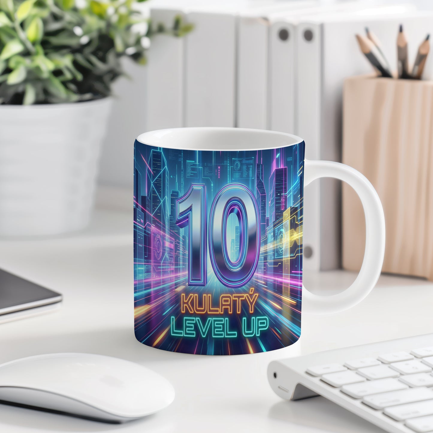 Narozeninový hrnek 10 let – KULATÝ LEVEL UP