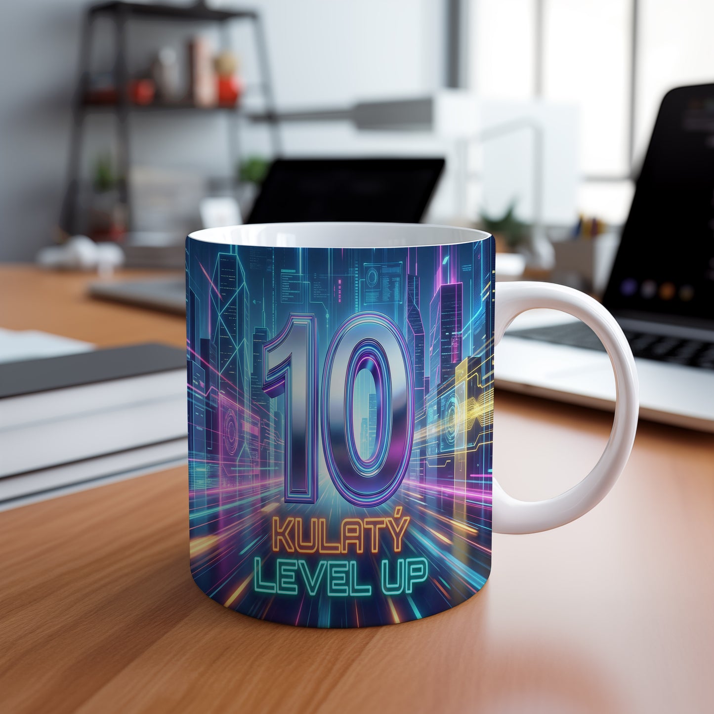 Narozeninový hrnek 10 let – KULATÝ LEVEL UP
