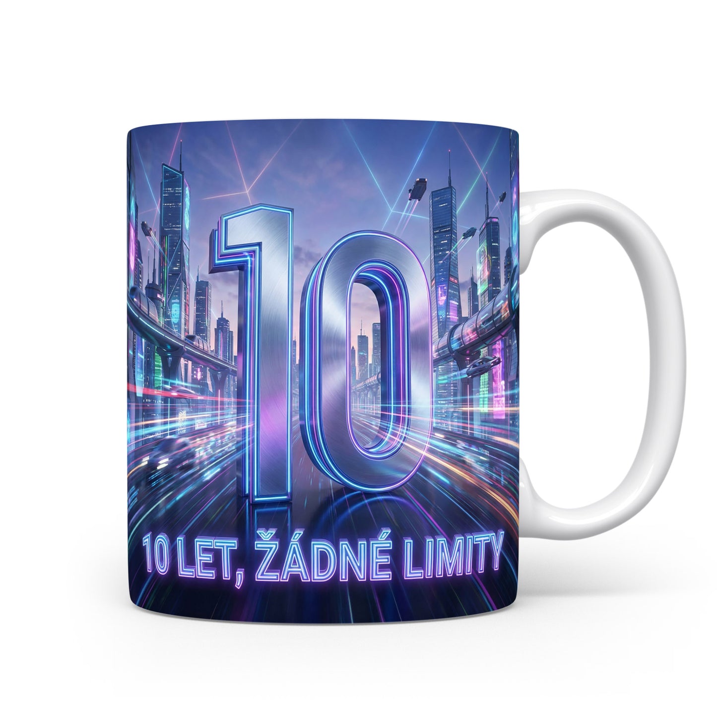 Hrnček s nápisem 10 LET, ŽÁDNÉ LIMITY