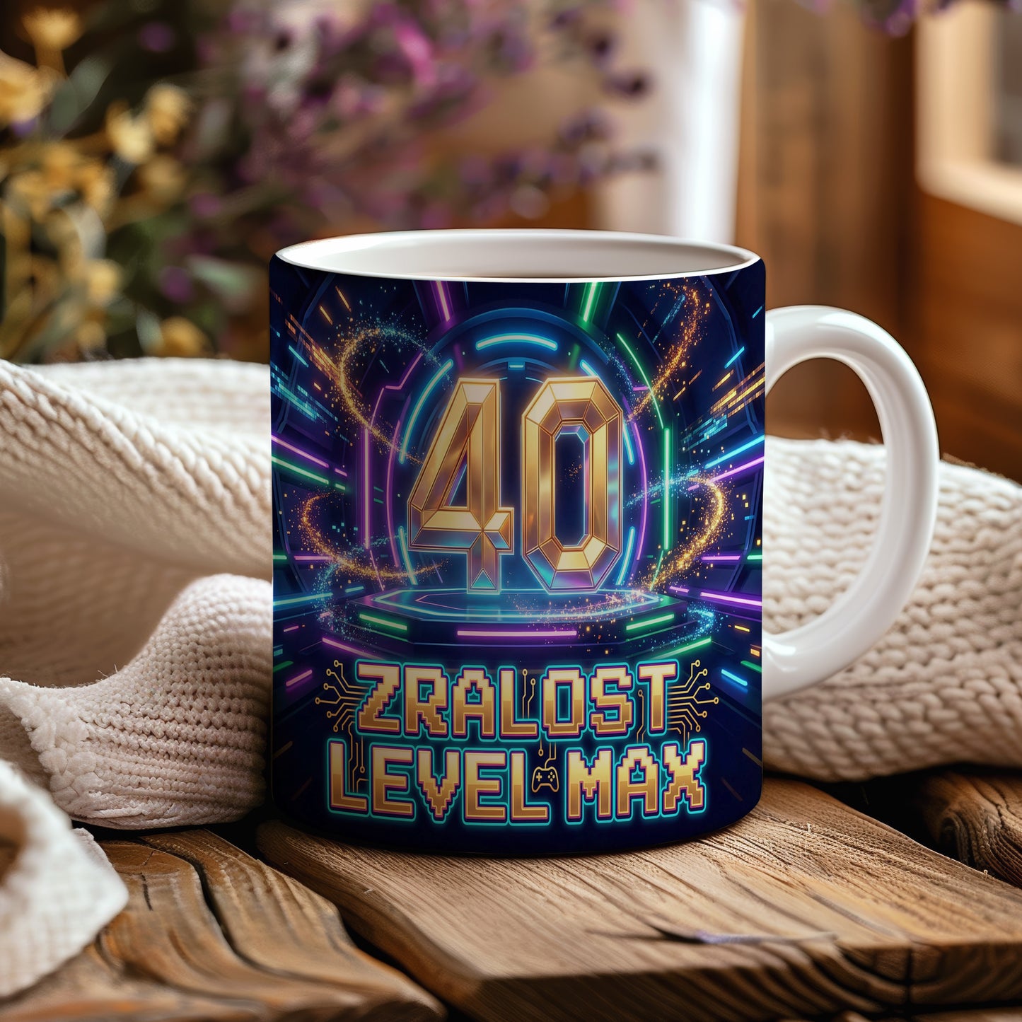 Narozeninový hrnek 40 let – ZRALOST LEVEL MAX