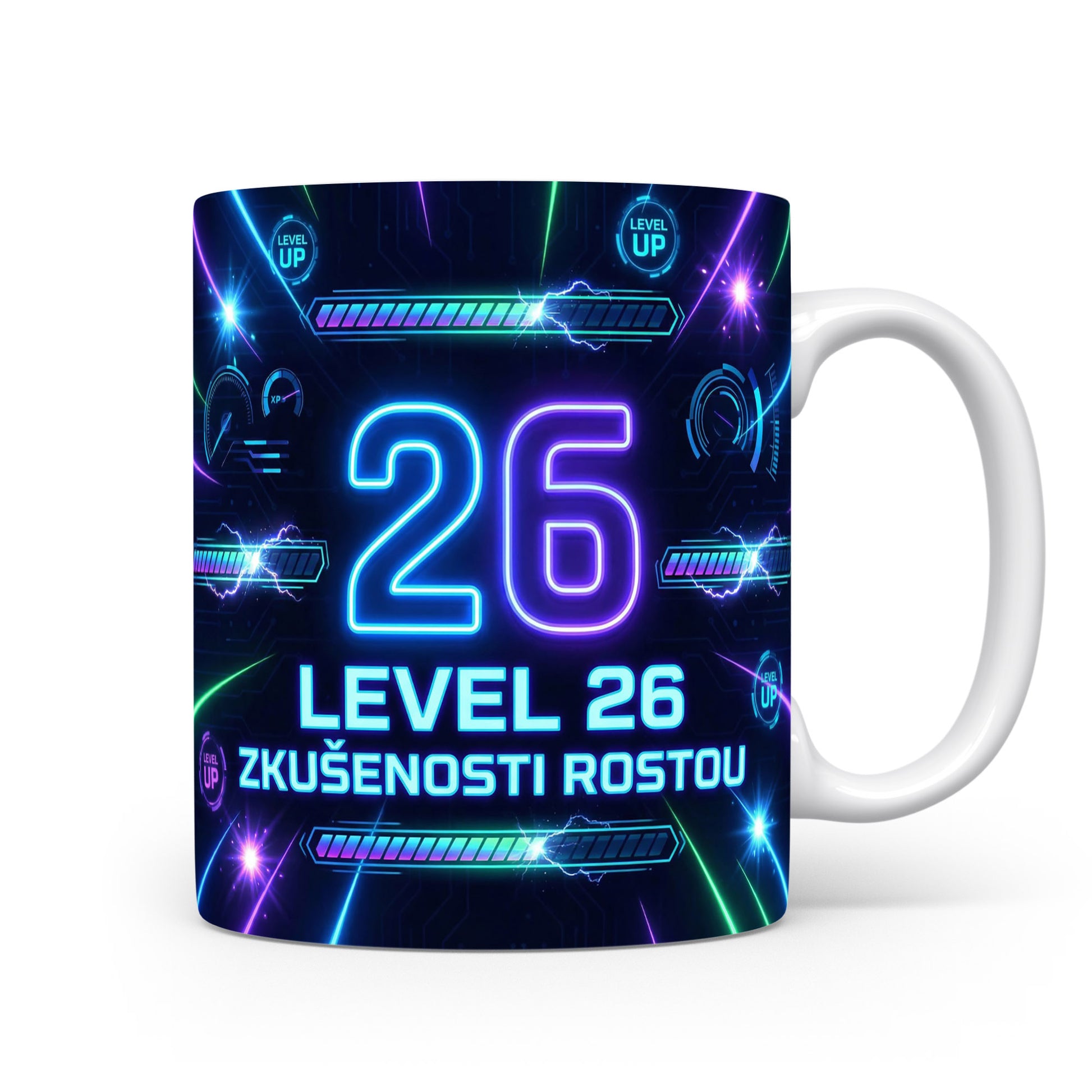 Herní hrnek s nápisem LEVEL 26