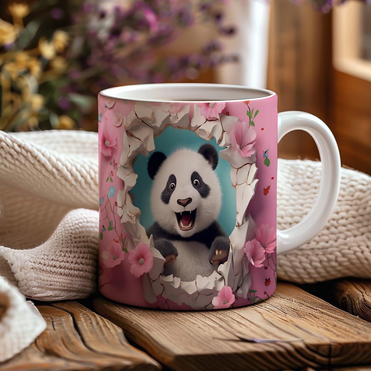 Hrnek s roztomilým pandím obličejem
